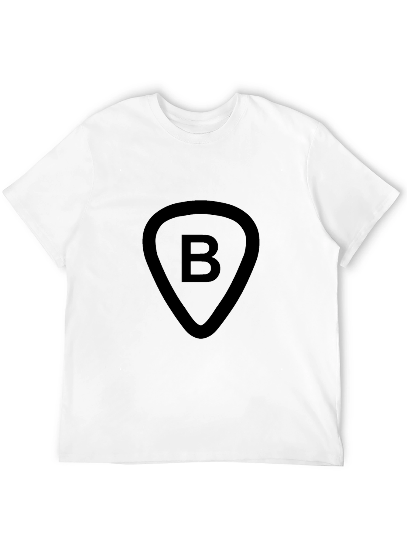 Black Tee with B Guitar Pick Design