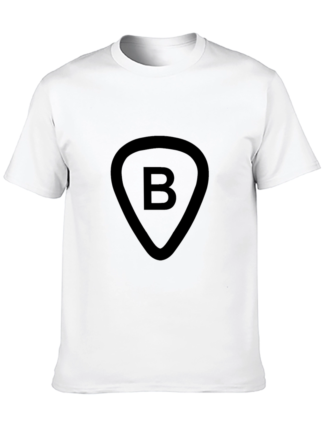 Black Tee with B Guitar Pick Design