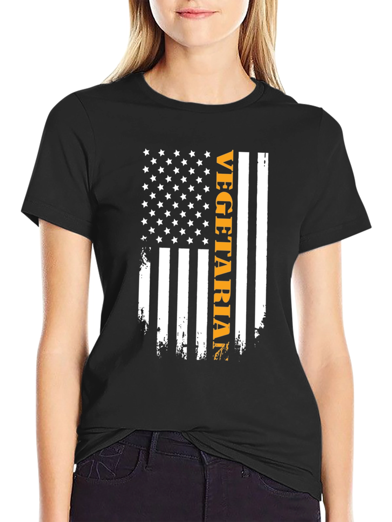 Vegetarian American Flag Graphic Tee