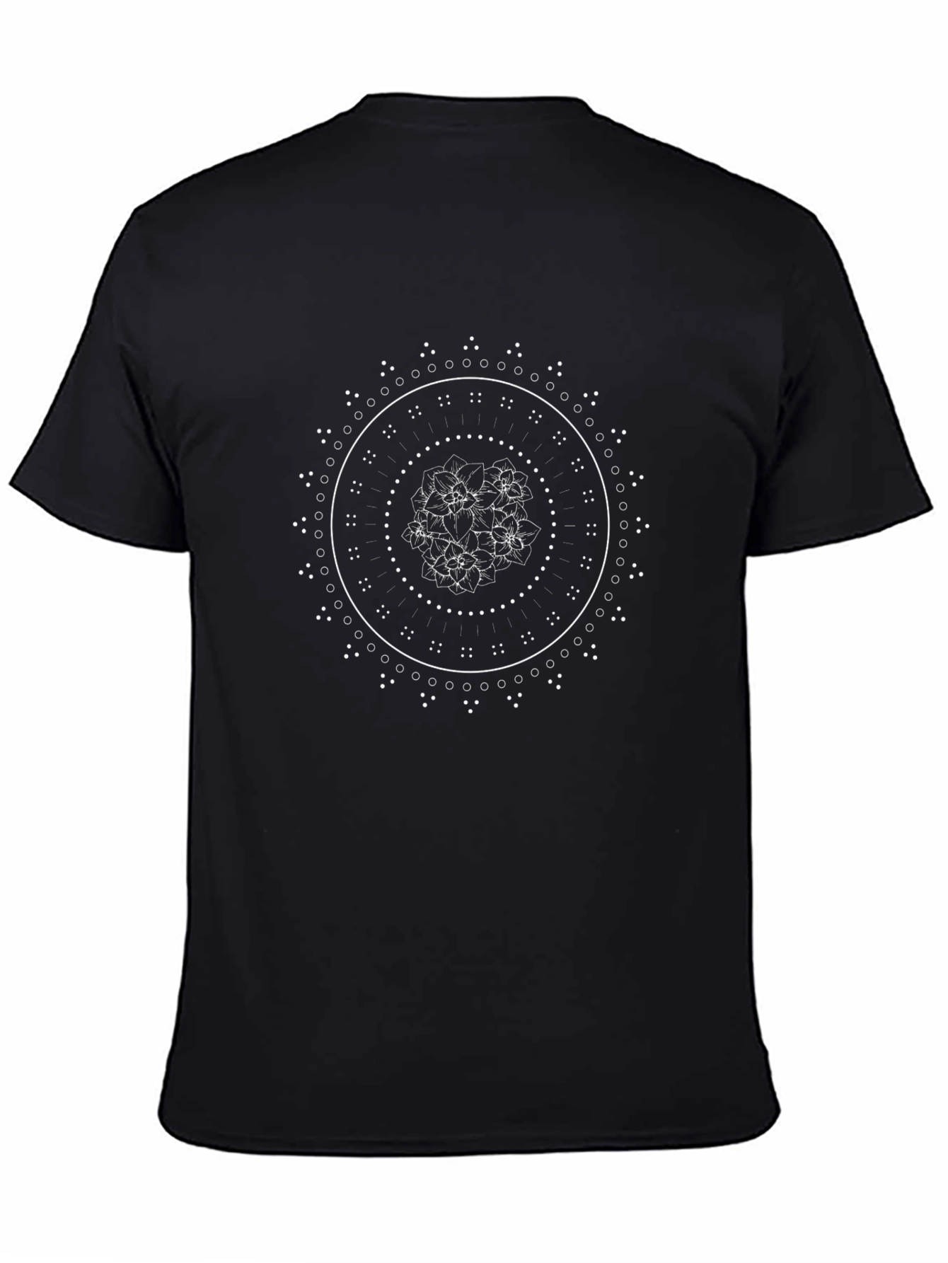 Geometric Mandala Print Black T-Shirt