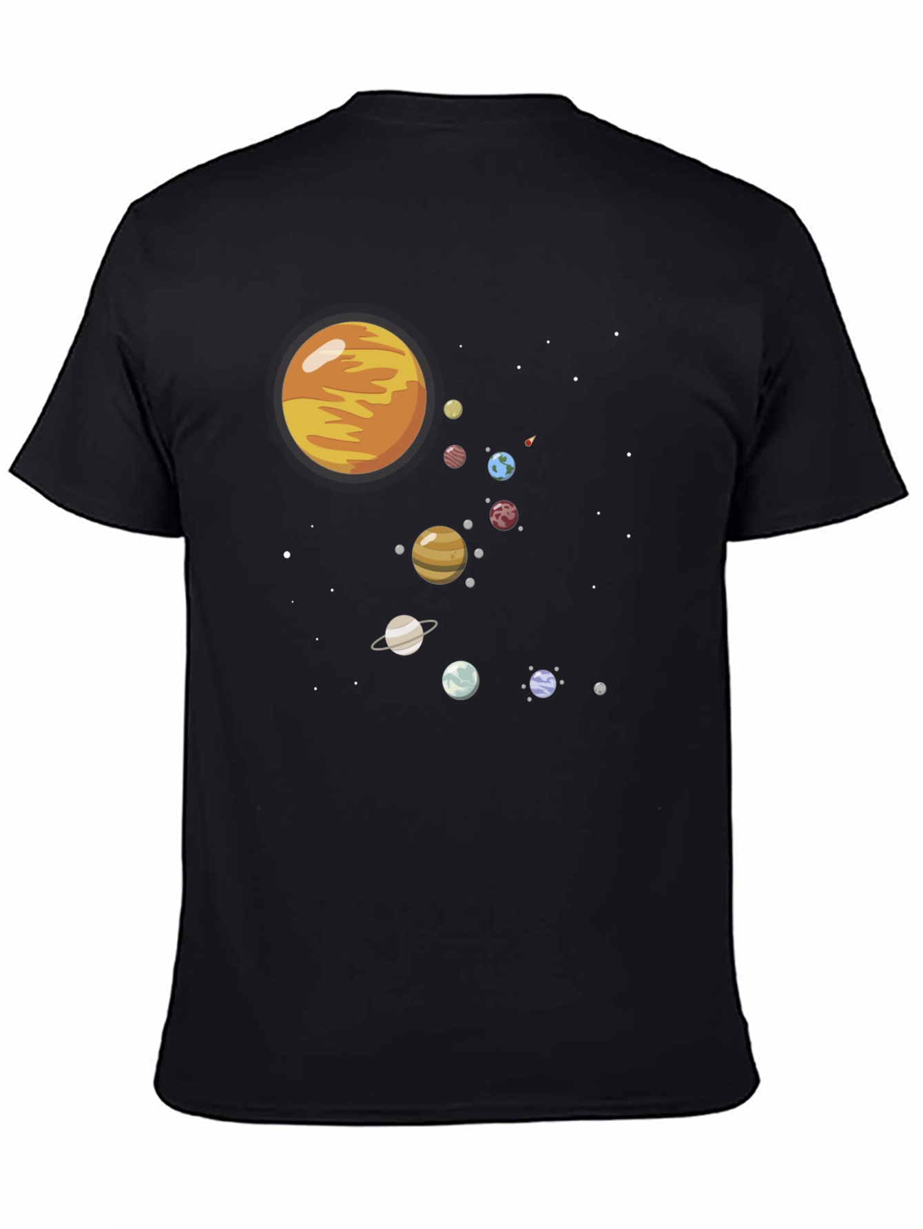 Solar System Graphic Print Black Tee
