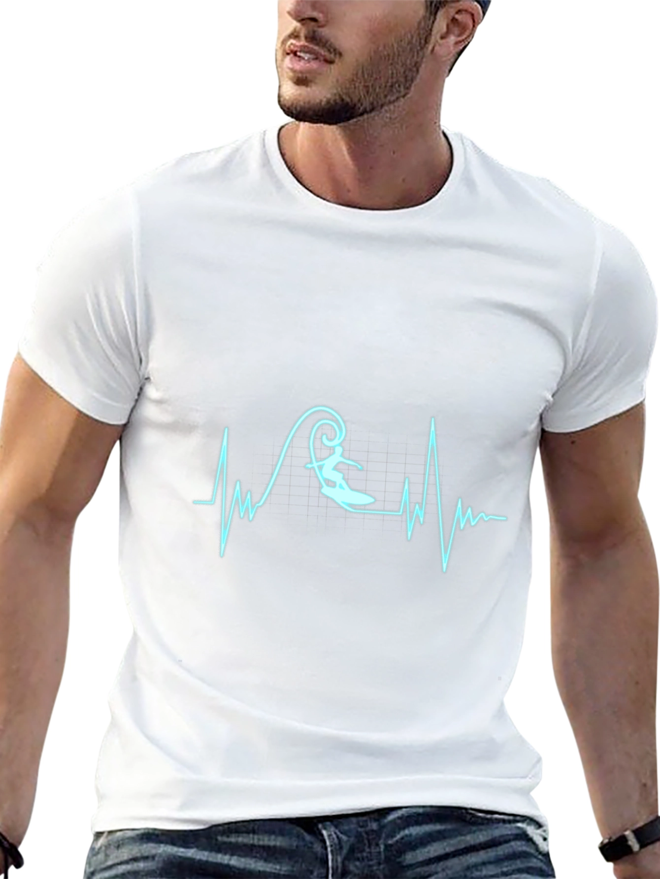 Surfing Heartbeat T-Shirt - Black Surf Life Tee