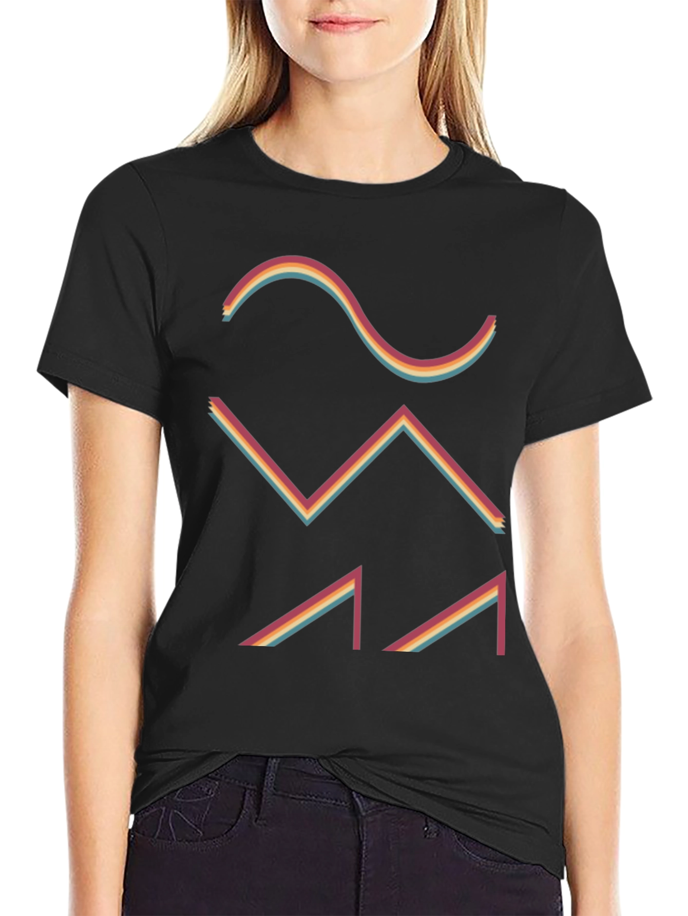 Retro Waveform Graphic Tee - Black