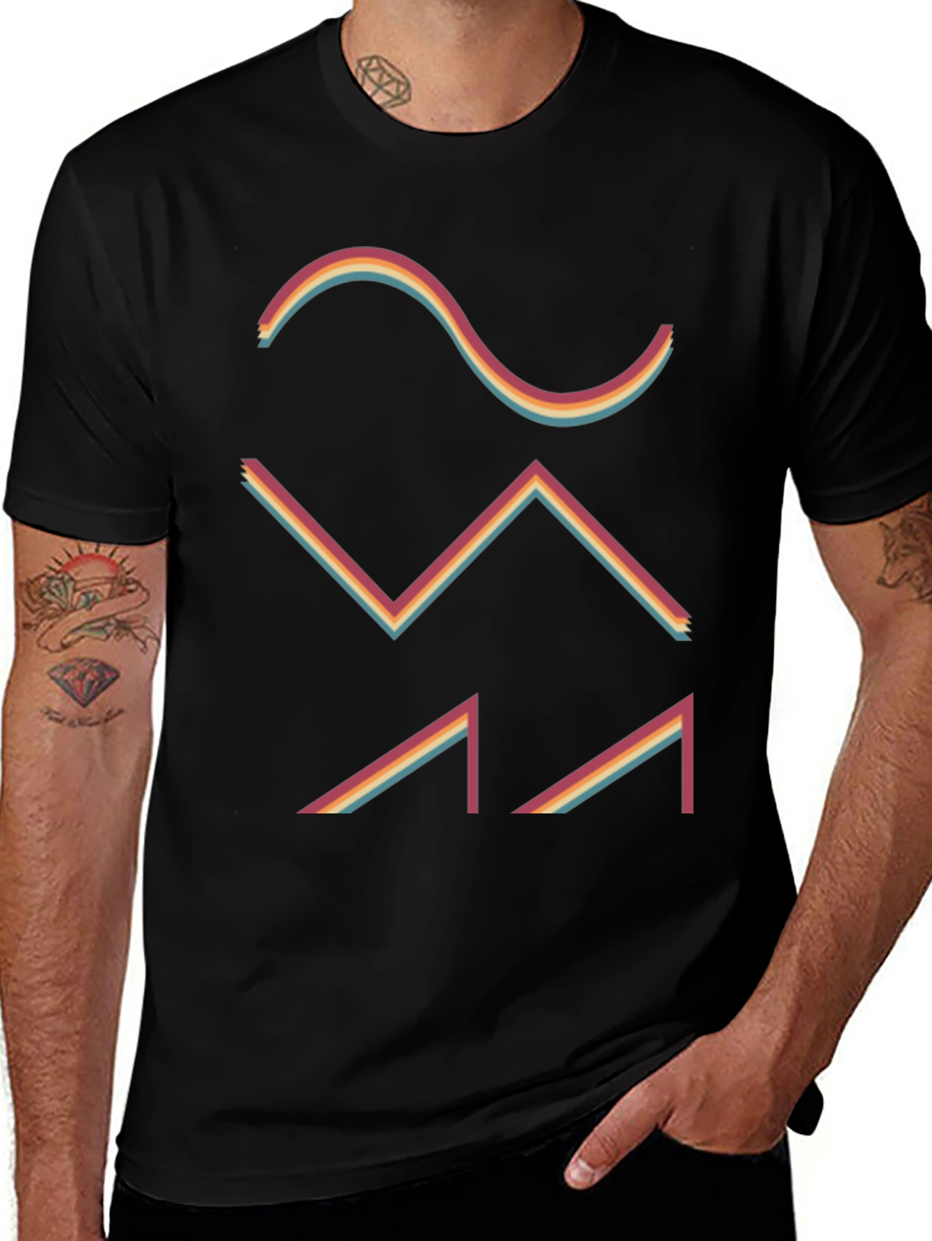 Retro Waveform Graphic Tee - Black
