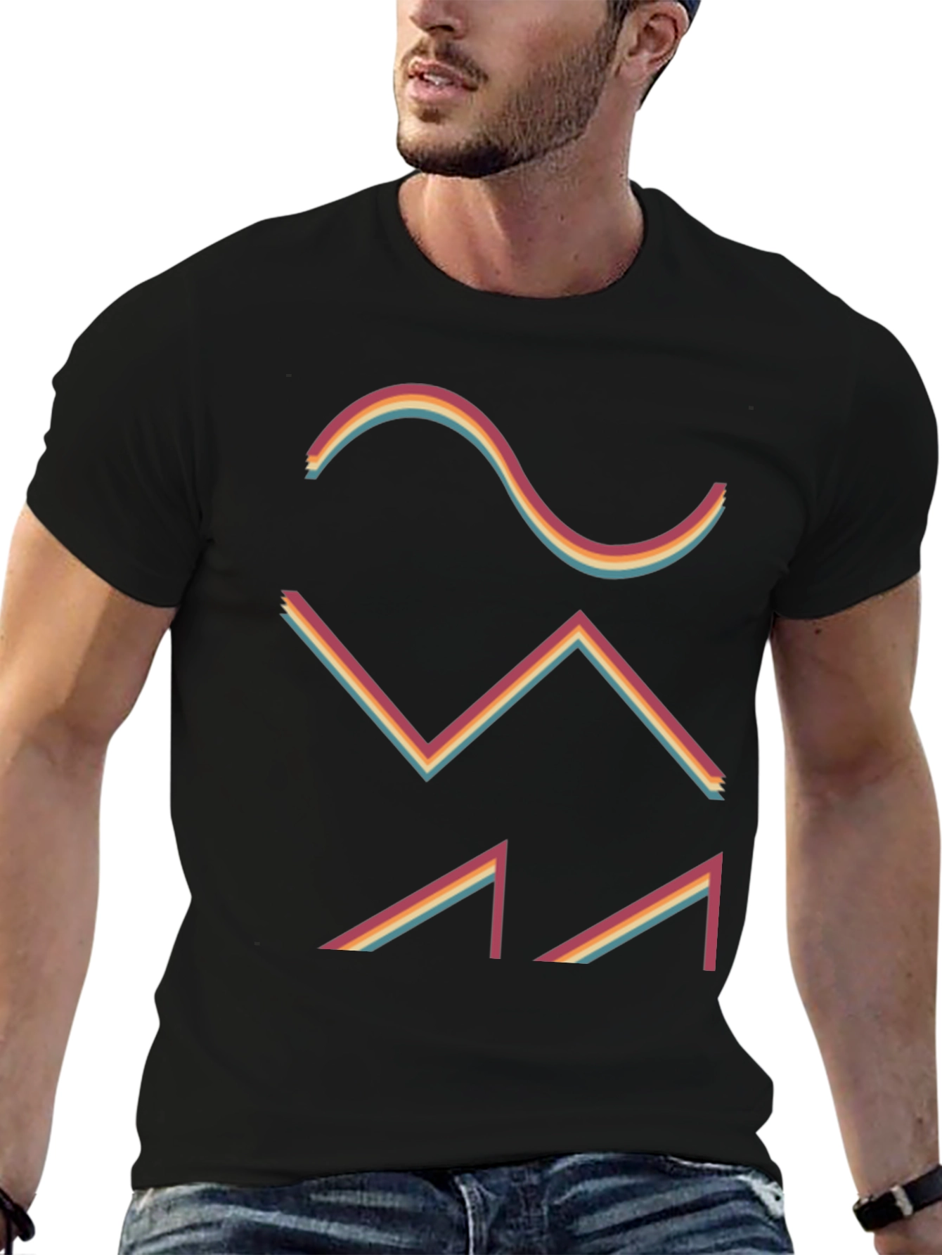 Retro Waveform Graphic Tee - Black