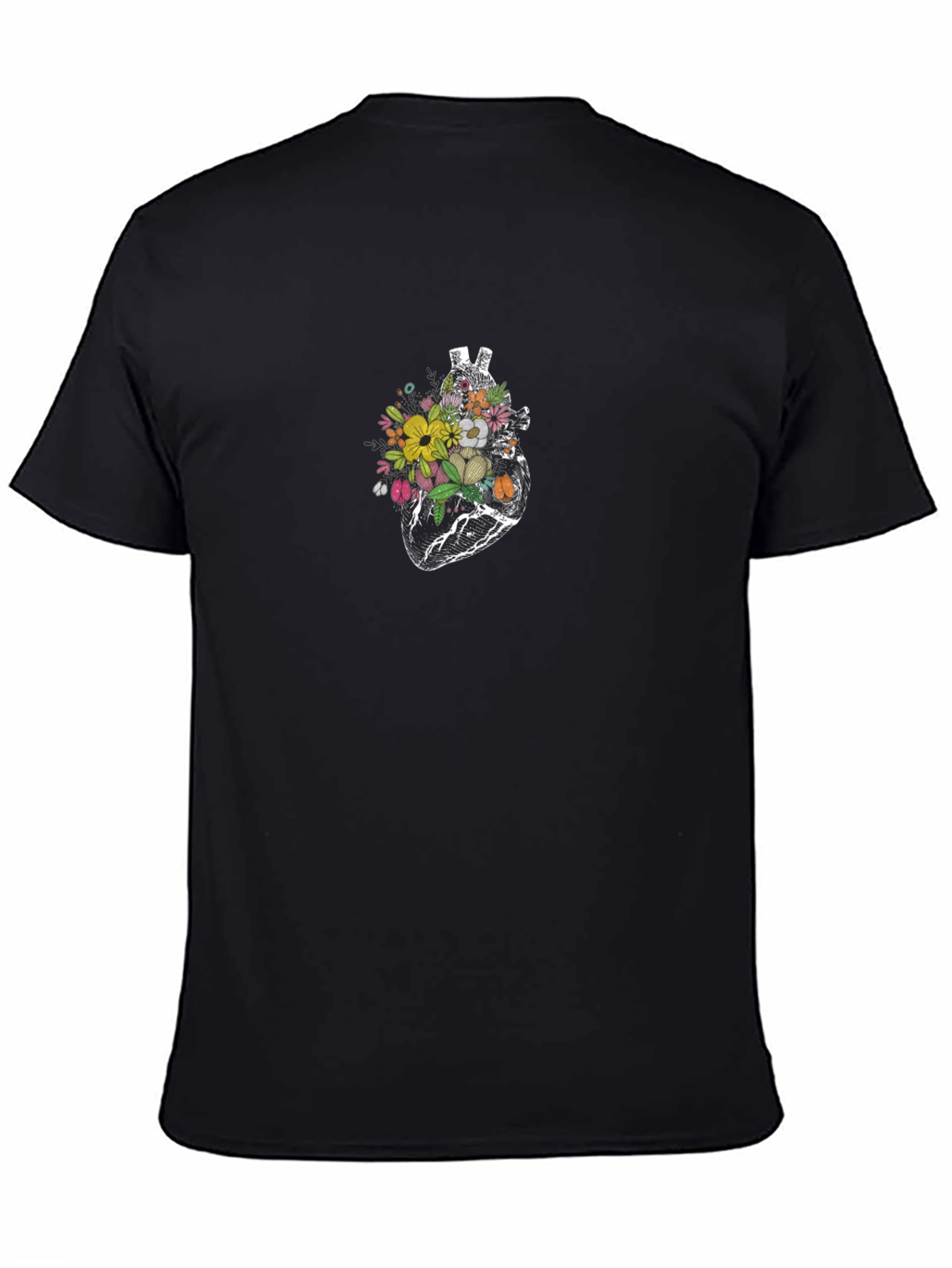 Floral Heart Graphic Tee - Black