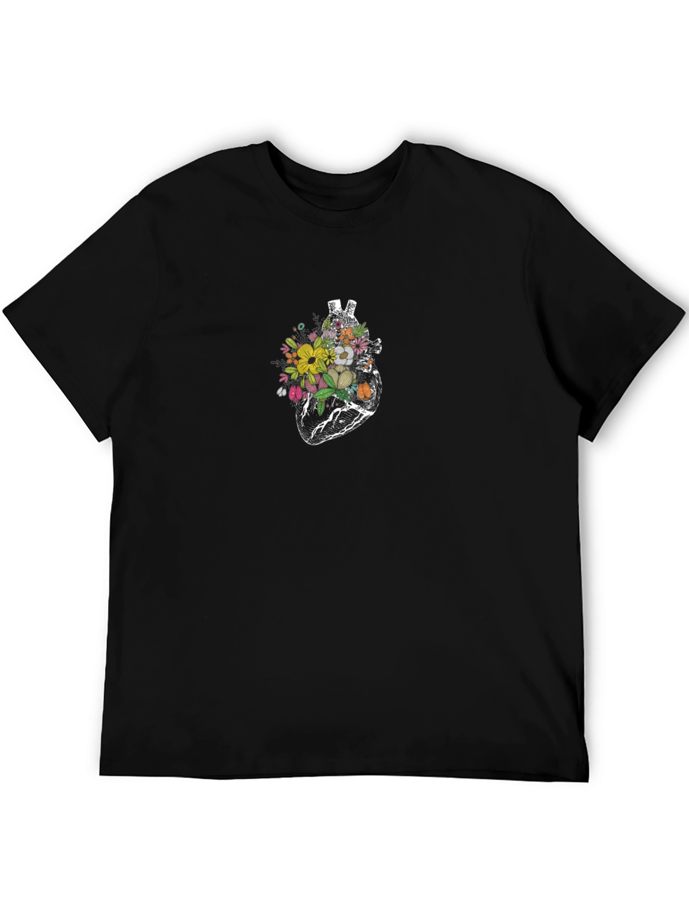 Floral Heart Graphic Tee - Black