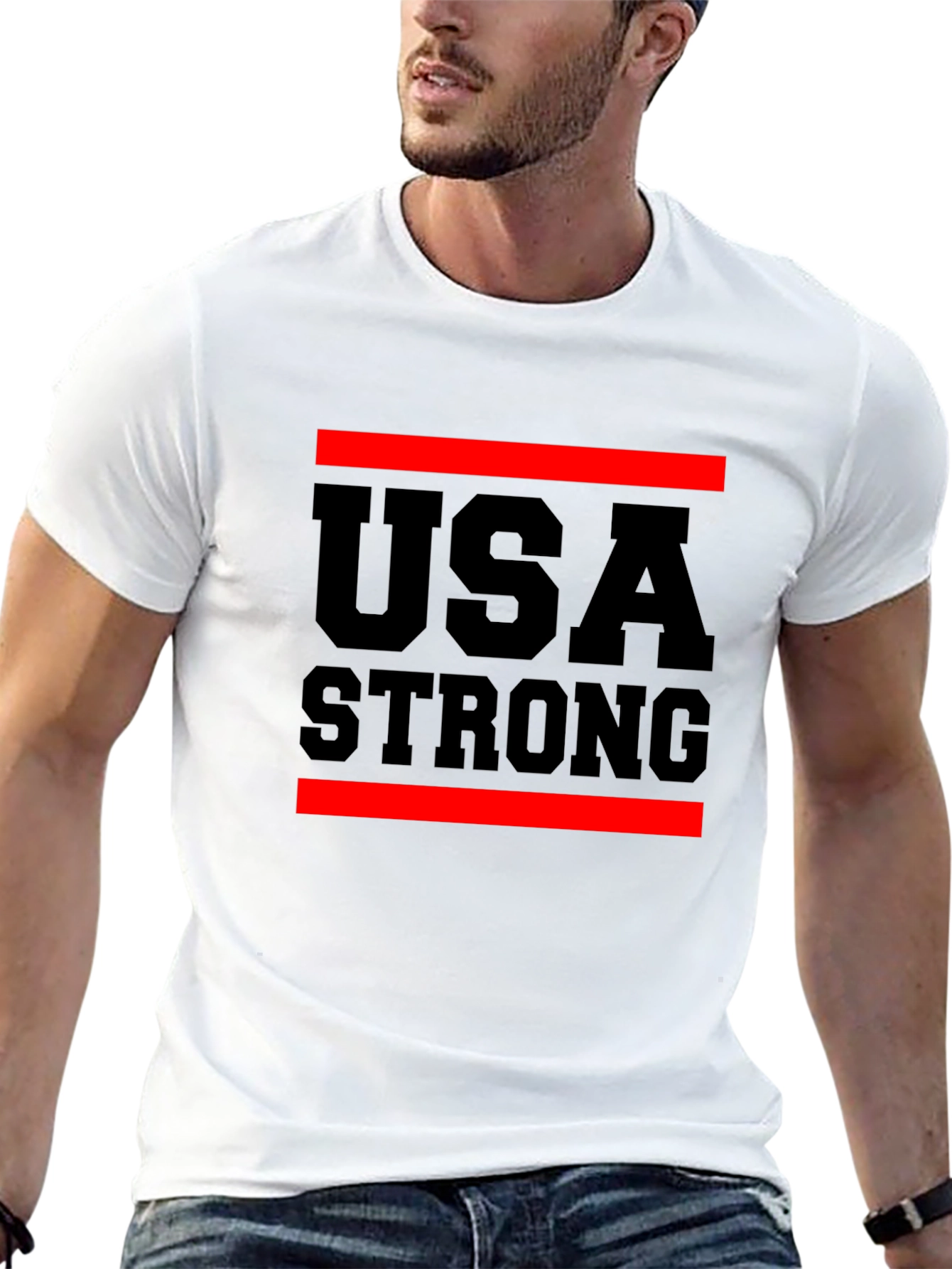 USA Strong Graphic T-Shirt Patriotic Design