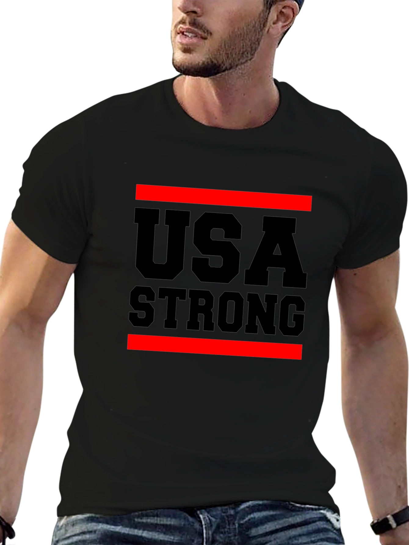 USA Strong Graphic T-Shirt Patriotic Design