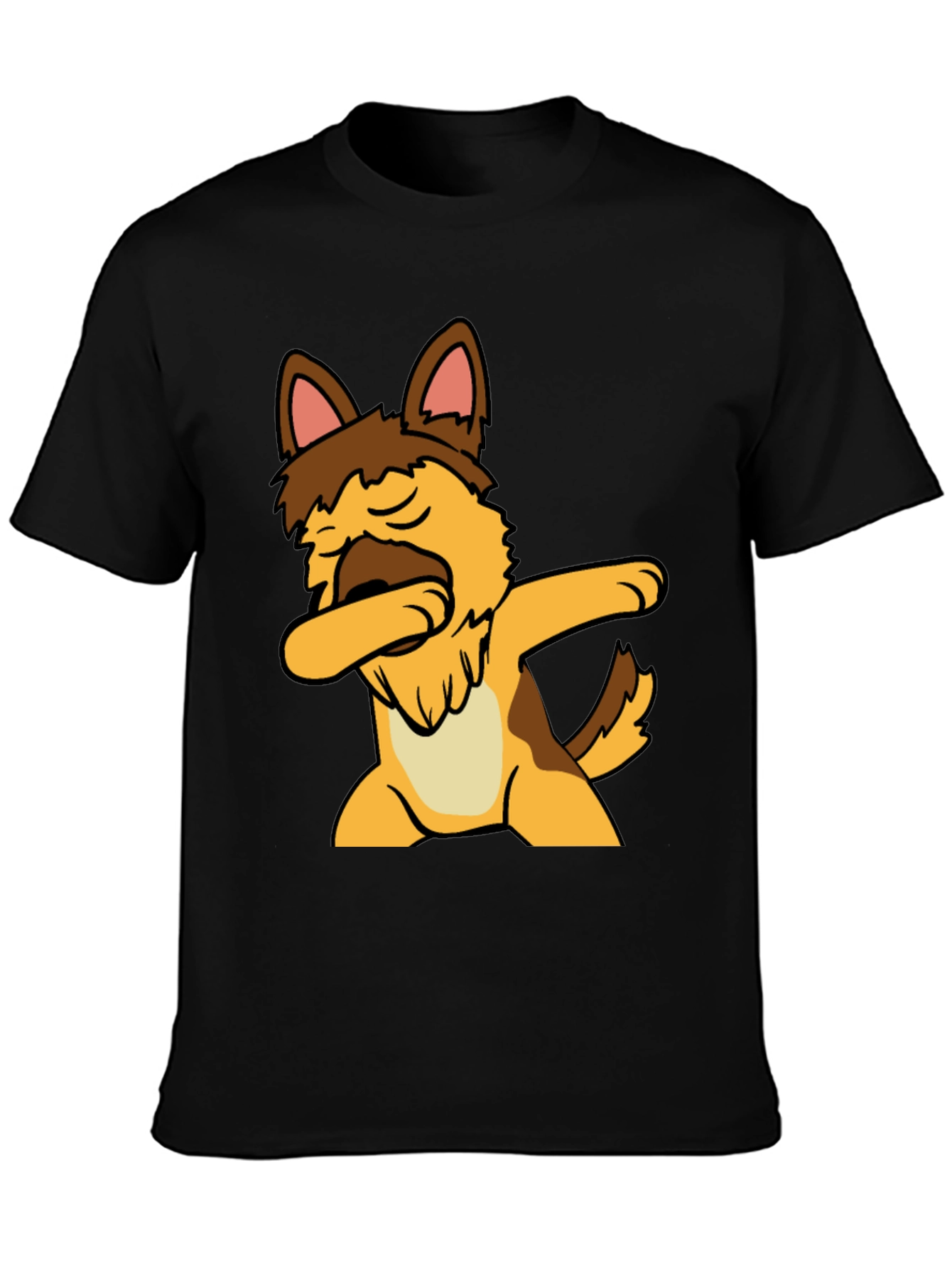 Dabbing Dog Graphic Tee - Black Cotton T-Shirt