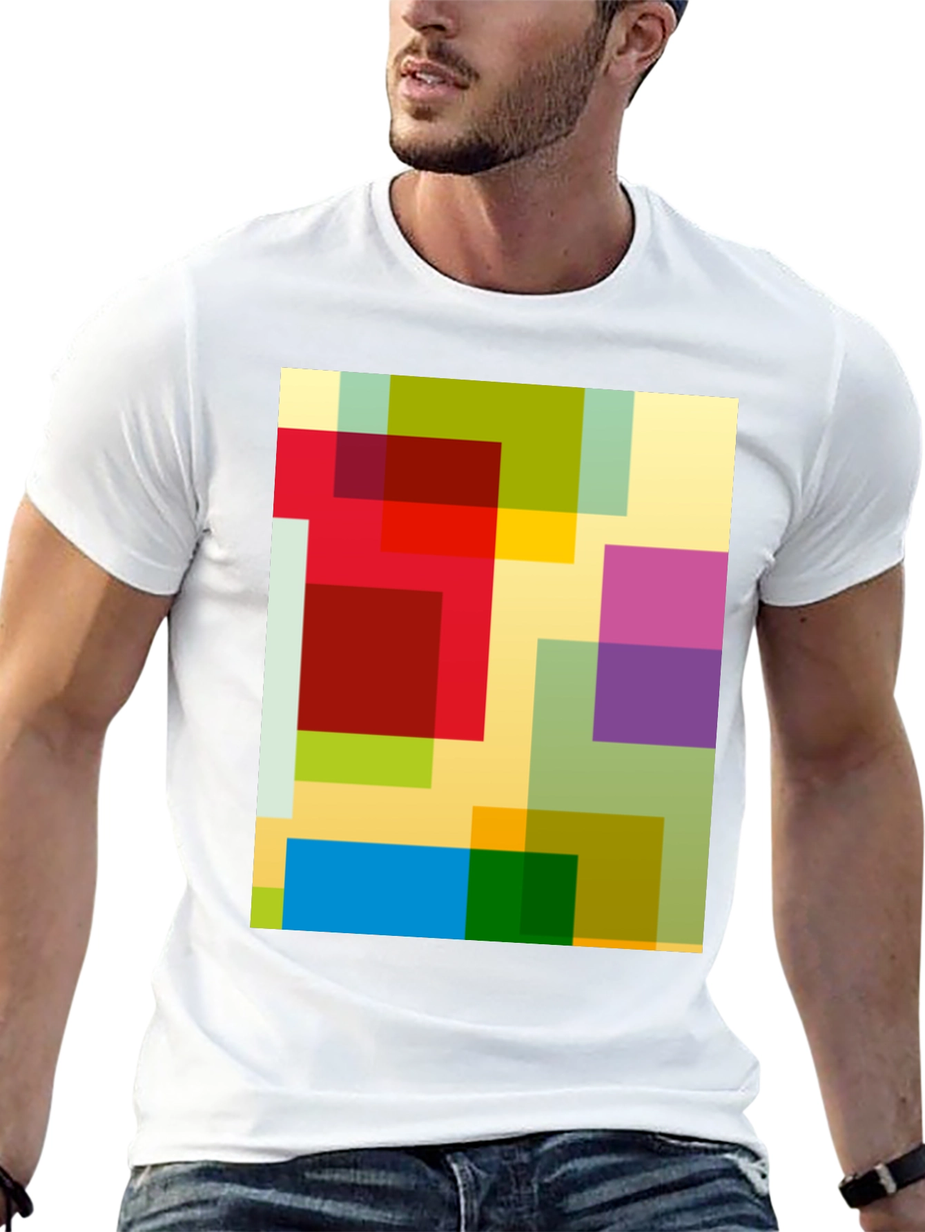 Abstract Geometric Squares Graphic T-Shirt