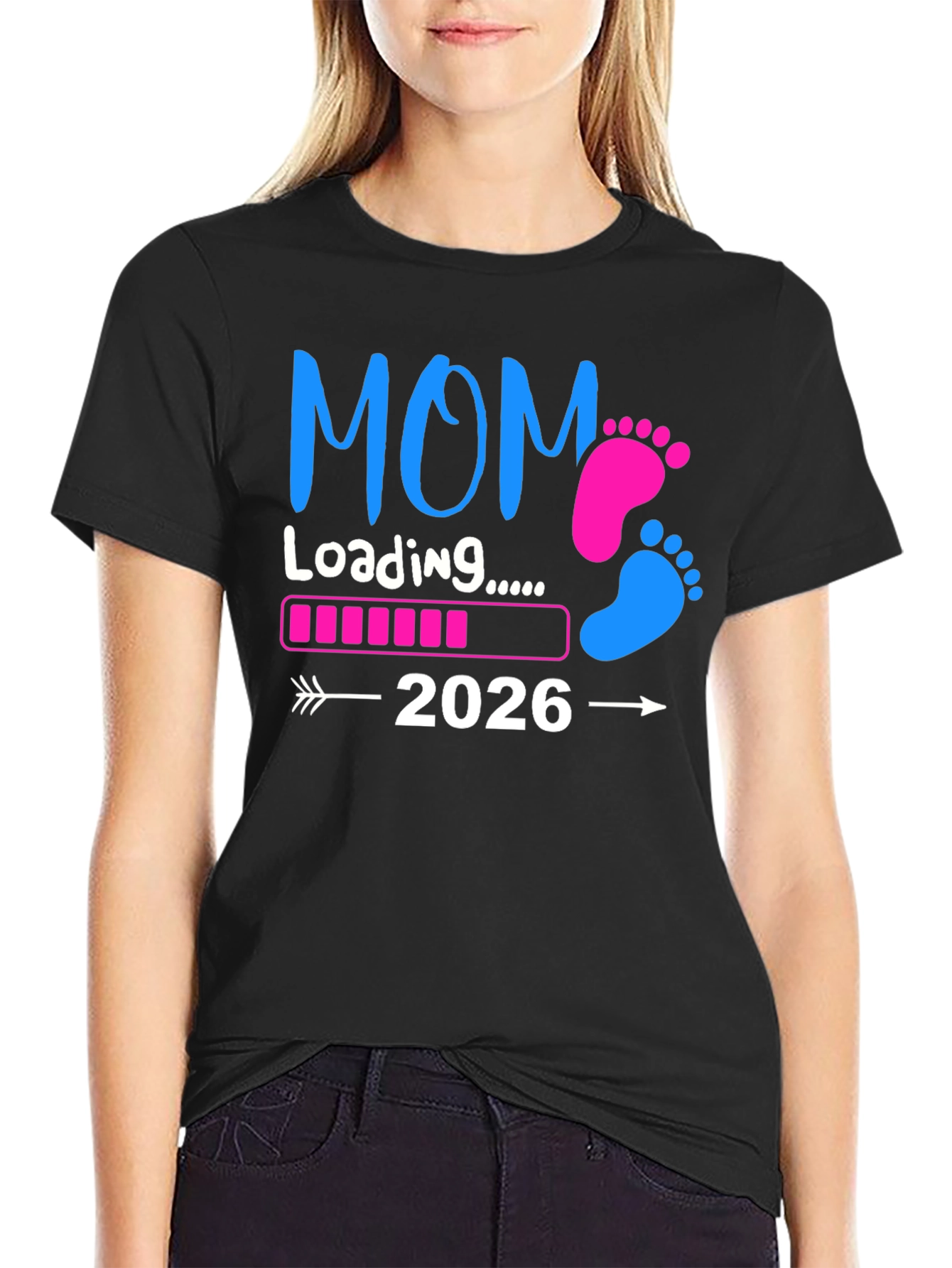 Mom Loading 2026 T-Shirt Pregnancy Announcement Tee