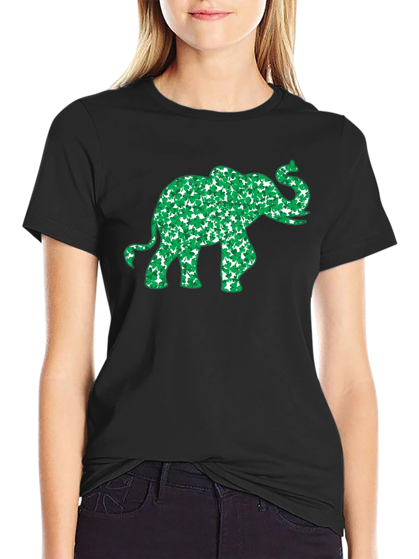 St. Patricks Day Elephant Clover T-Shirt