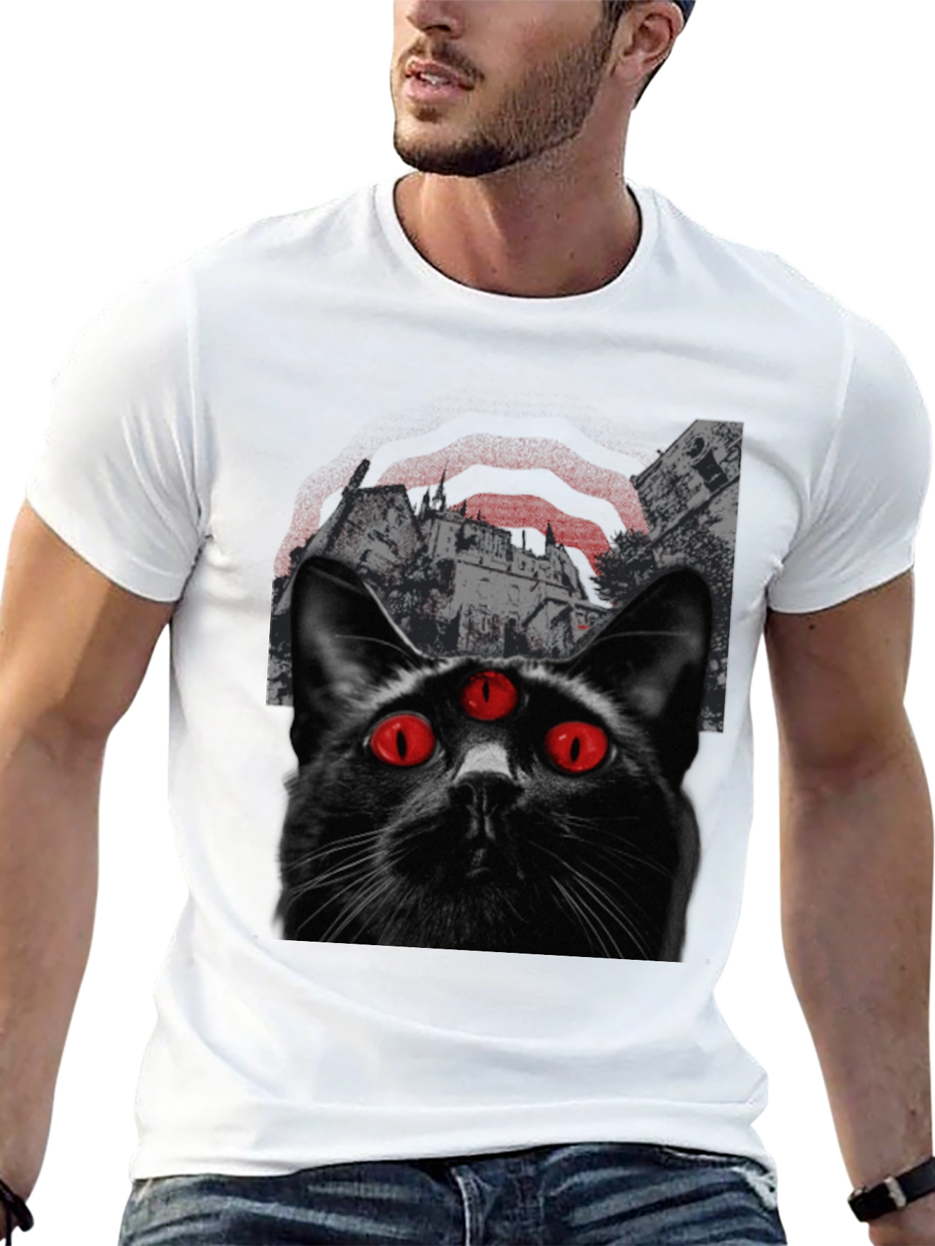 Three-Eyed Cat Graphic T-Shirt