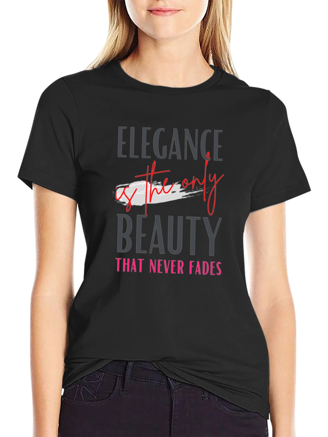 Elegant Black Tee - Beauty Never Fades