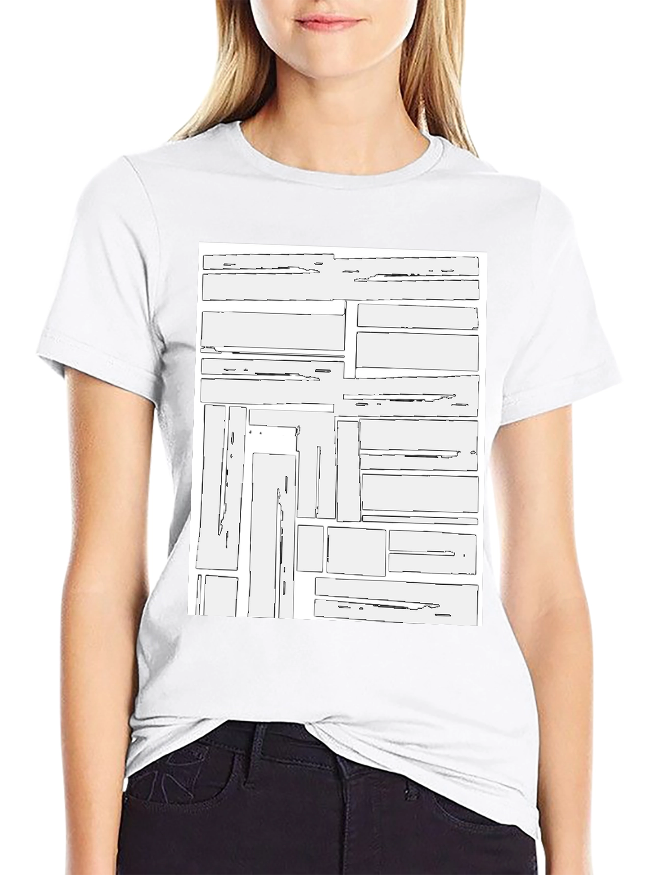 Geometric Block Print Black T-Shirt