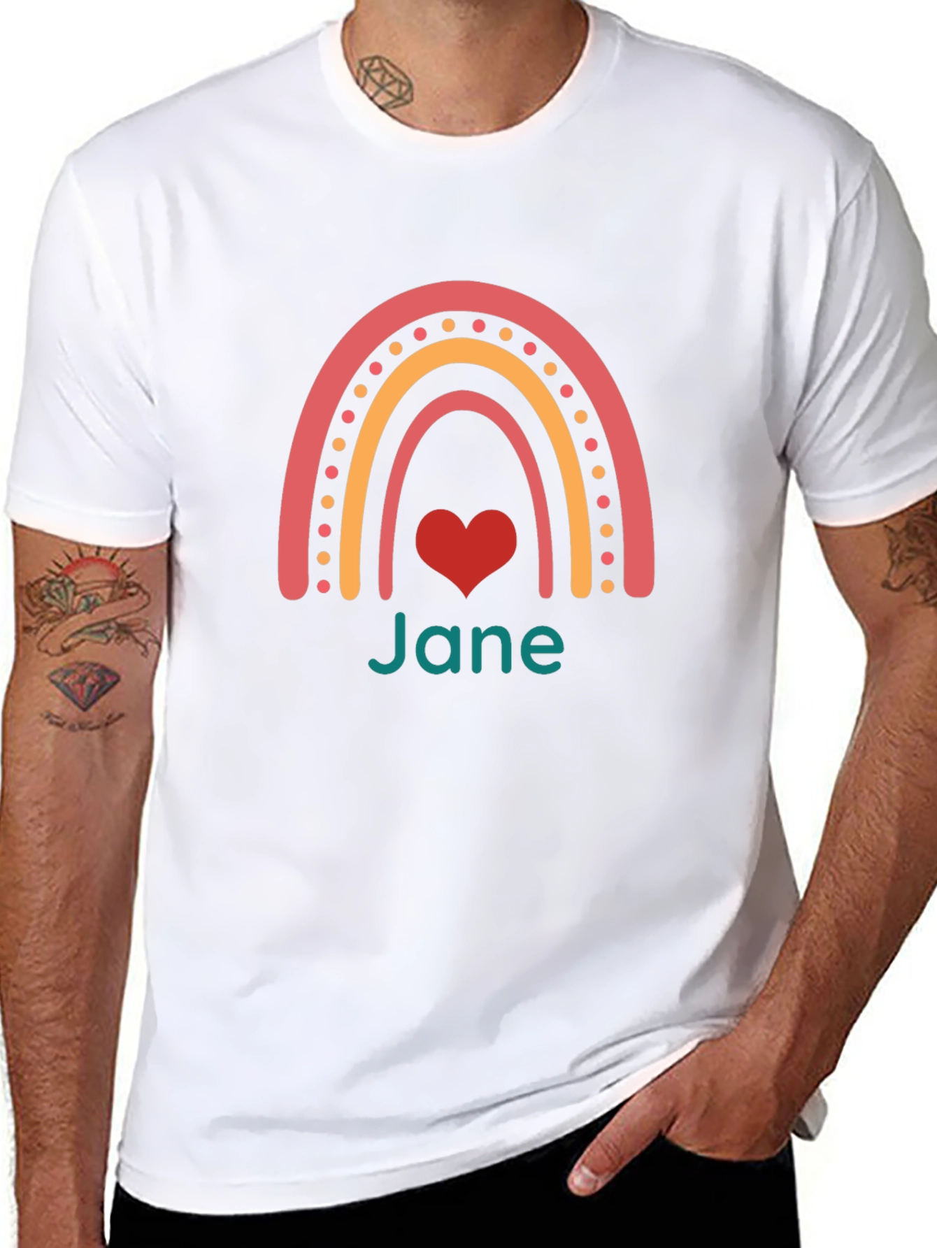 Rainbow Heart Personalized Womens T-Shirt