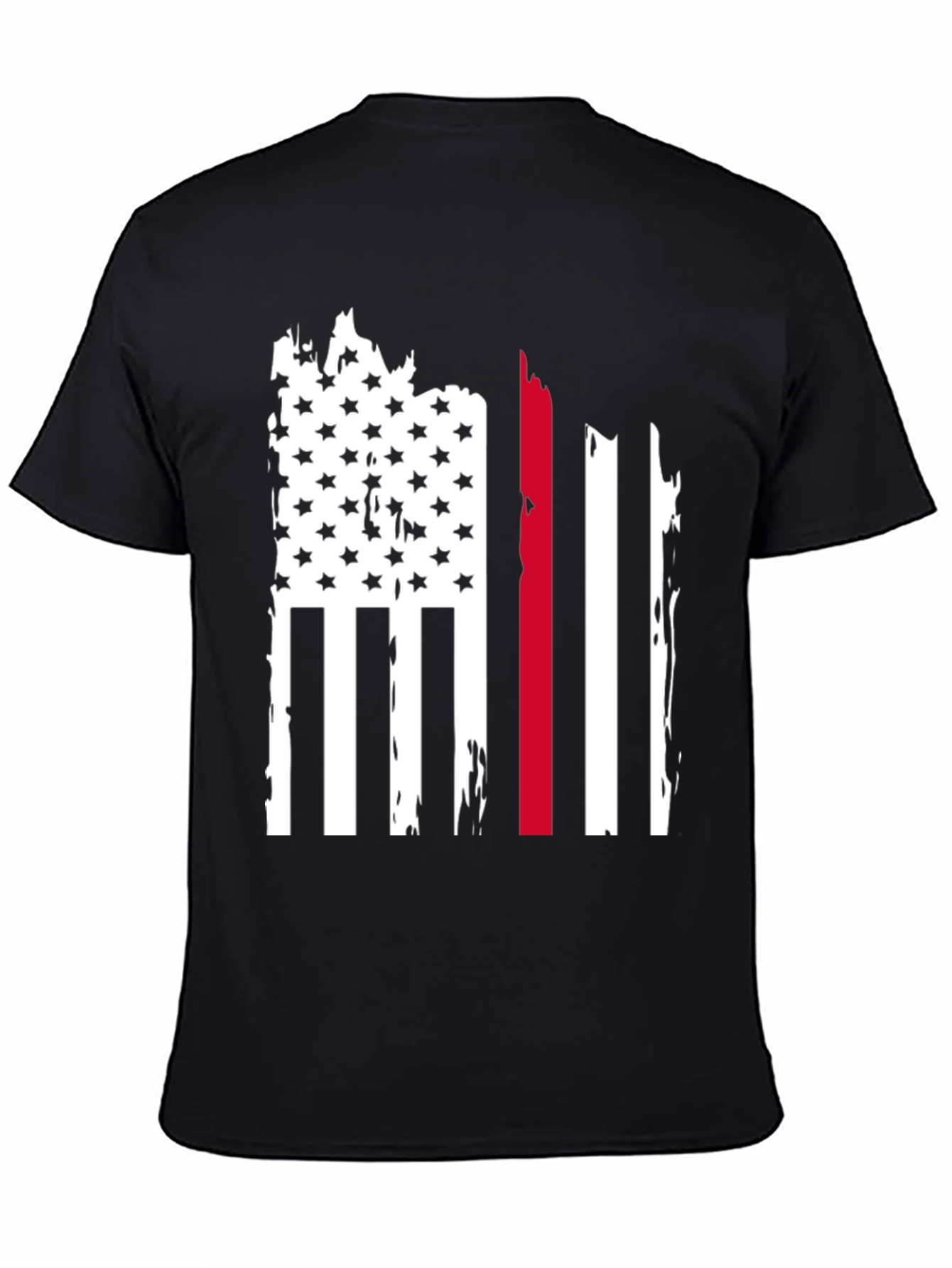 Thin Red Line Flag Graphic Tee - Black