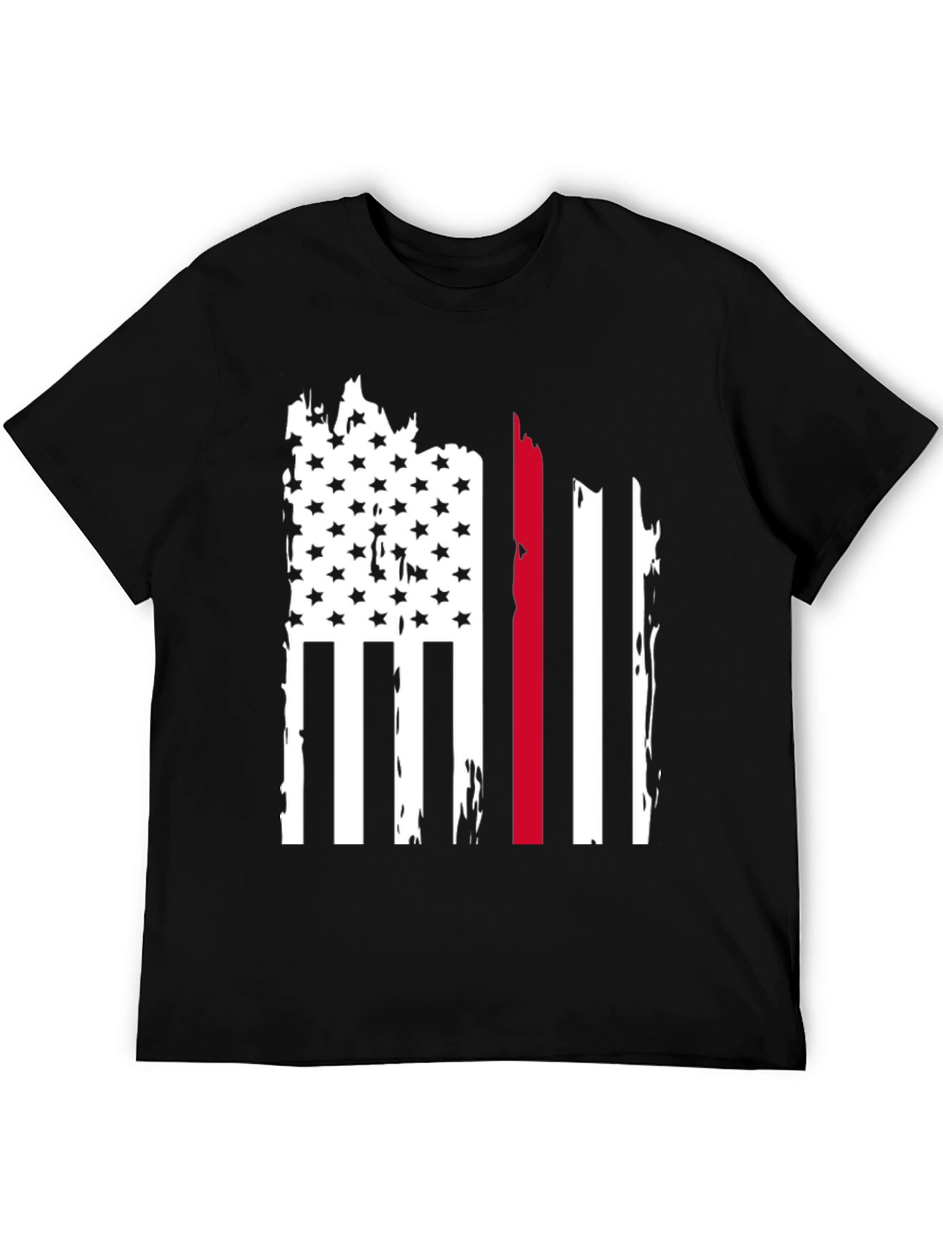 Thin Red Line Flag Graphic Tee - Black