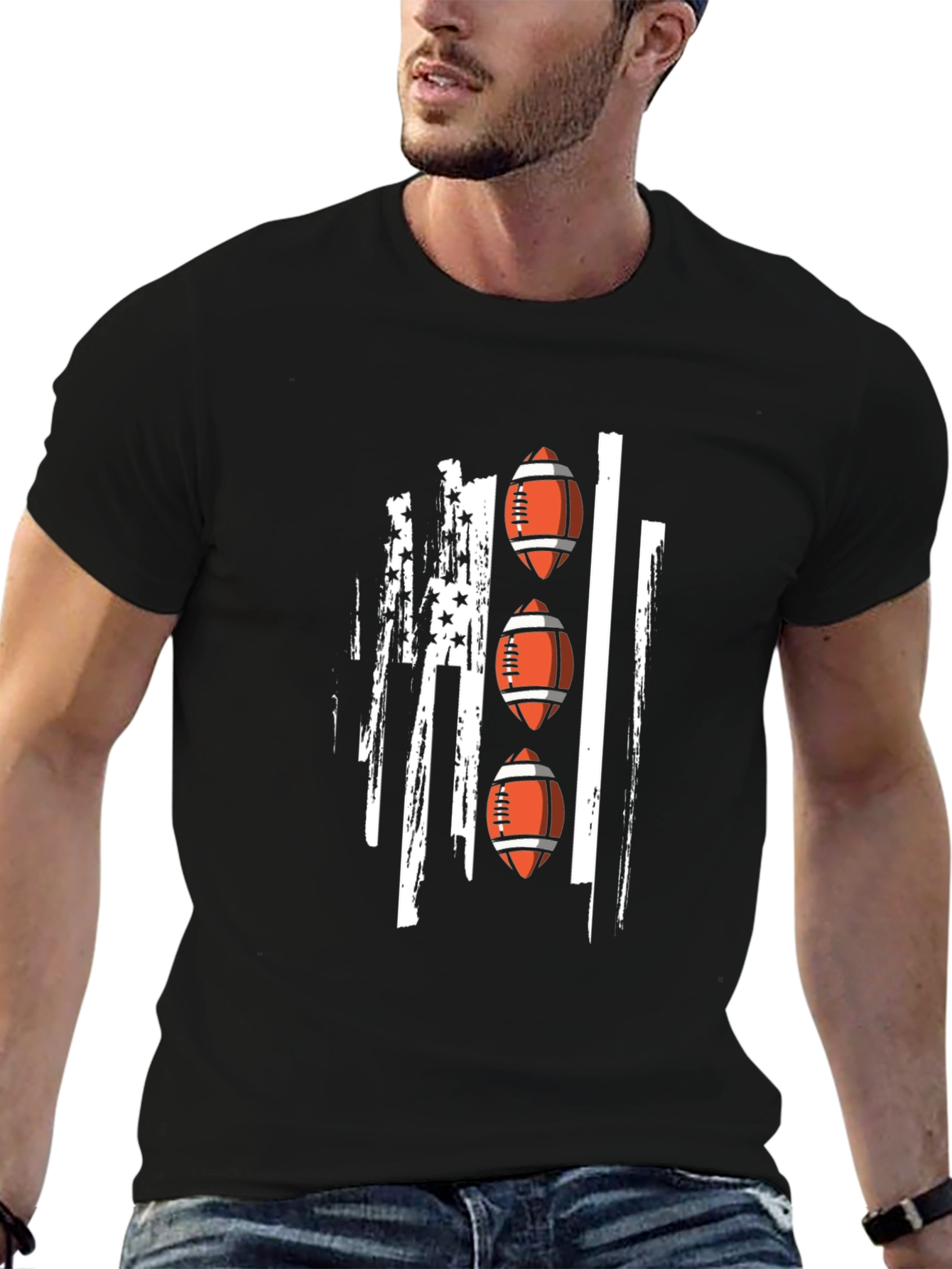 Football Flag Graphic Tee - Black