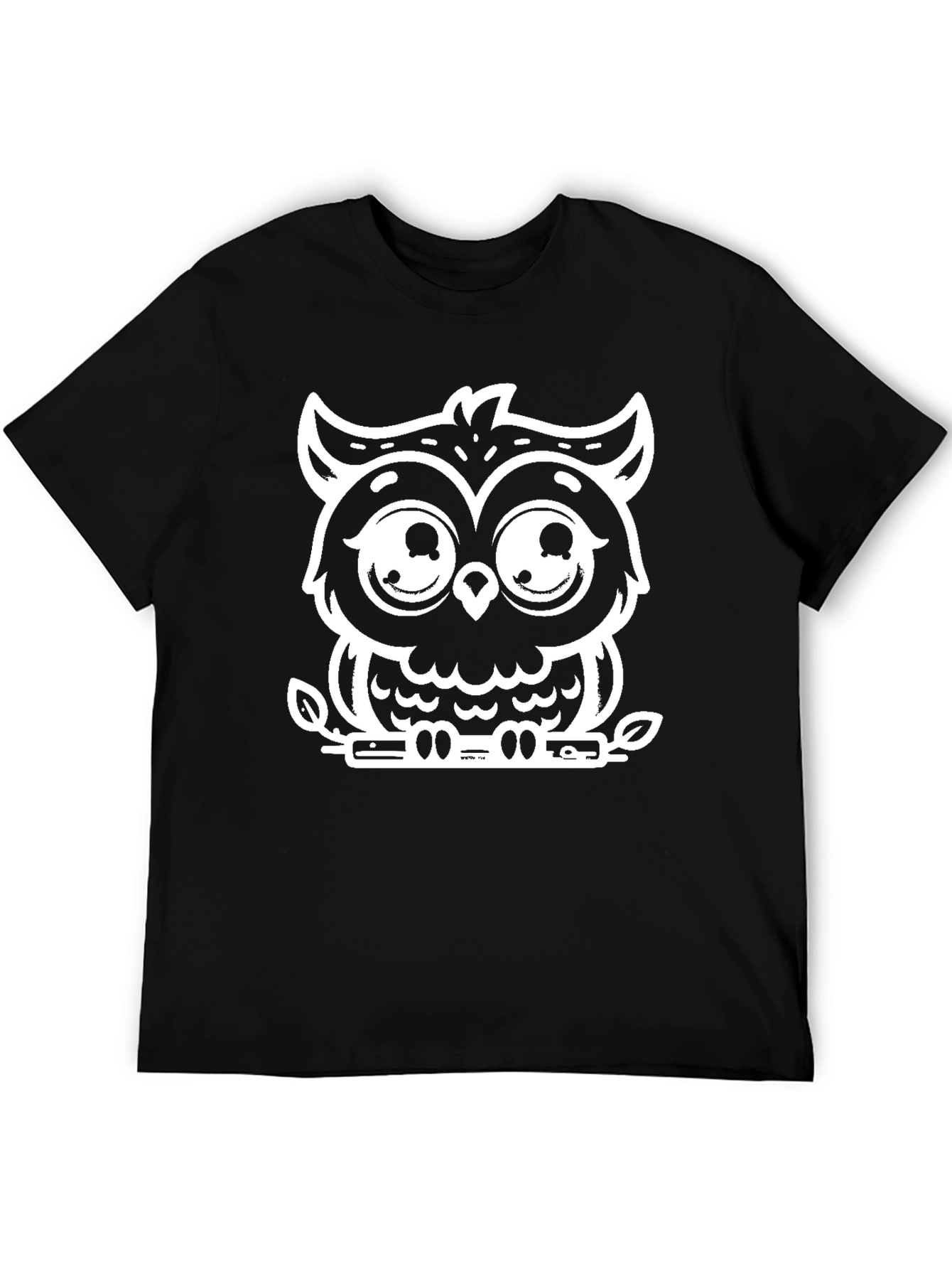 Black Owl Graphic Tee - Cute Cartoon Owl Design