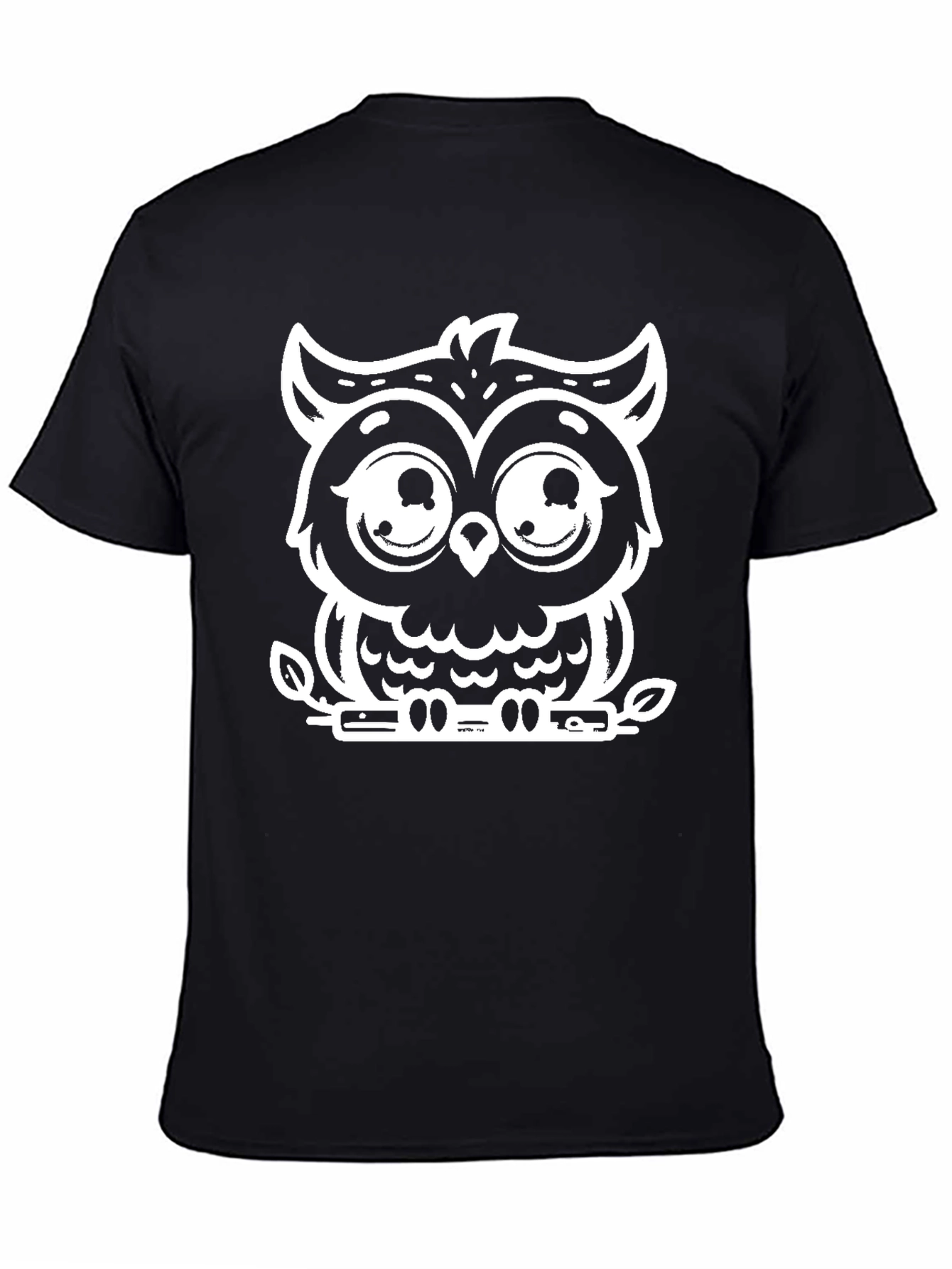 Black Owl Graphic Tee - Cute Cartoon Owl Design