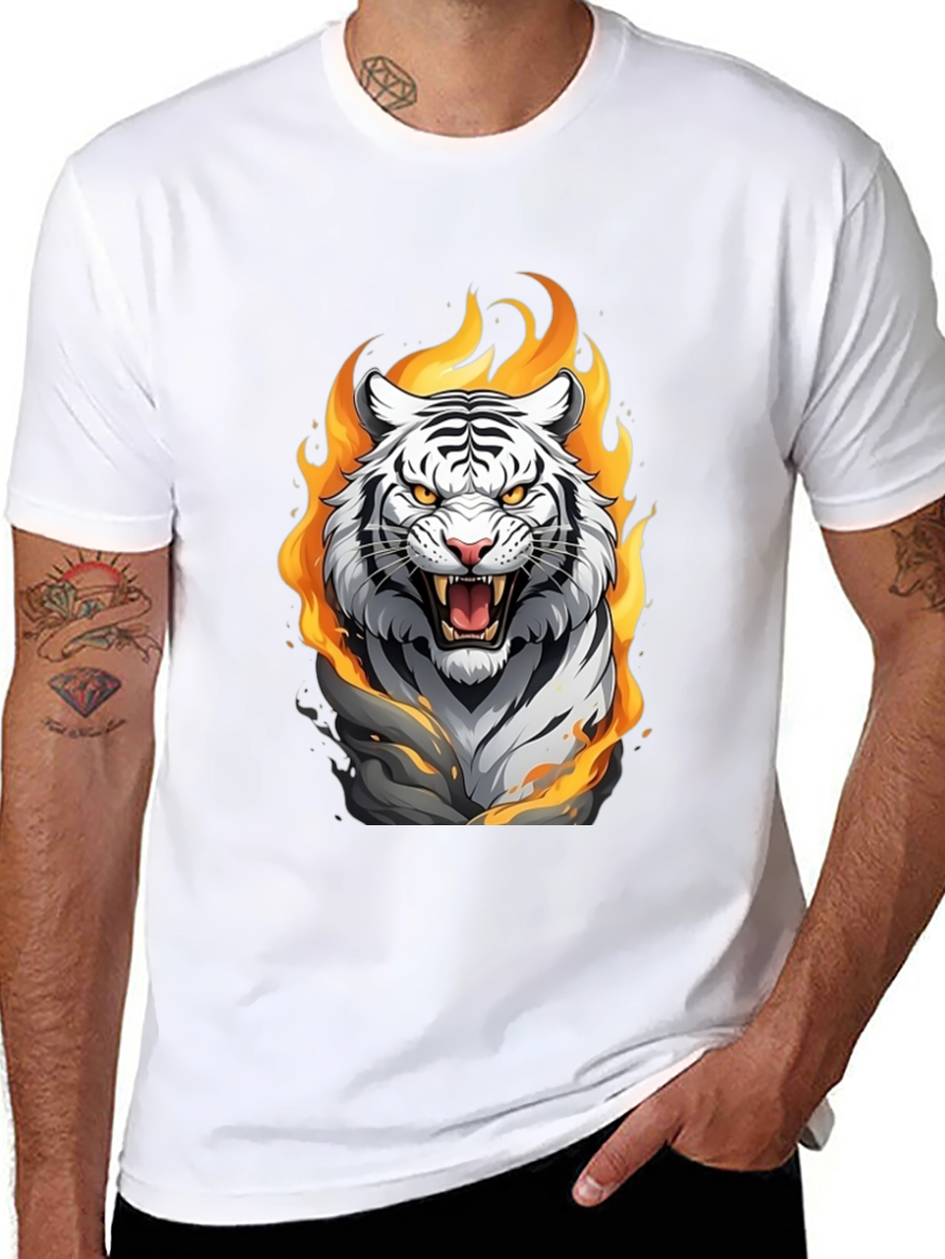 Fiery Tiger Graphic Tee - Bold Animal Print