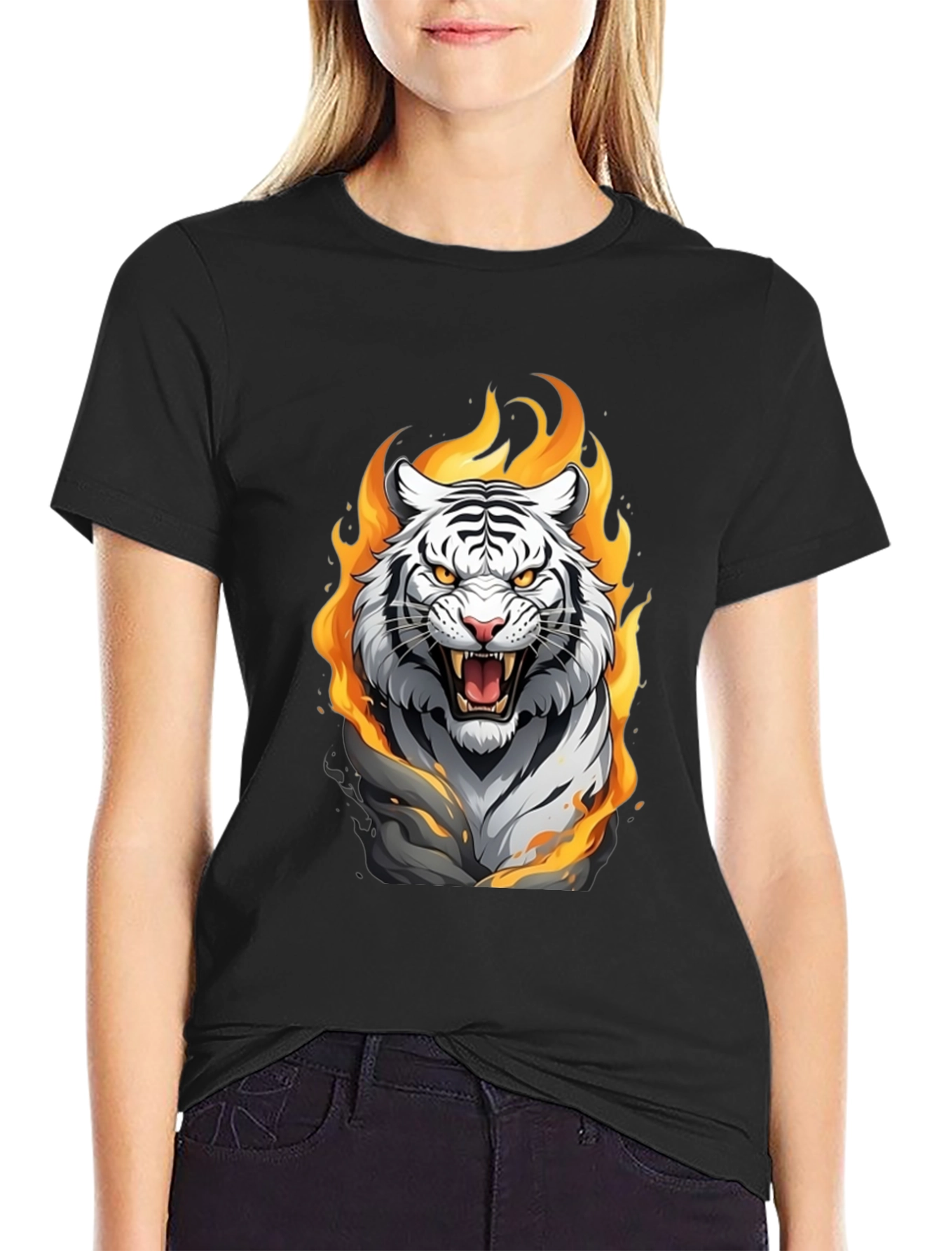 Fiery Tiger Graphic Tee - Bold Animal Print