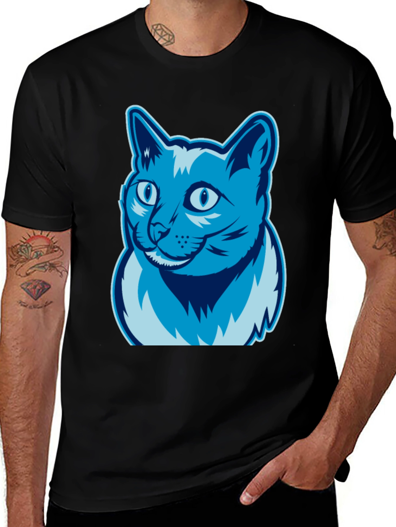 Cool Cat Graphic Tee - Casual Black T-Shirt