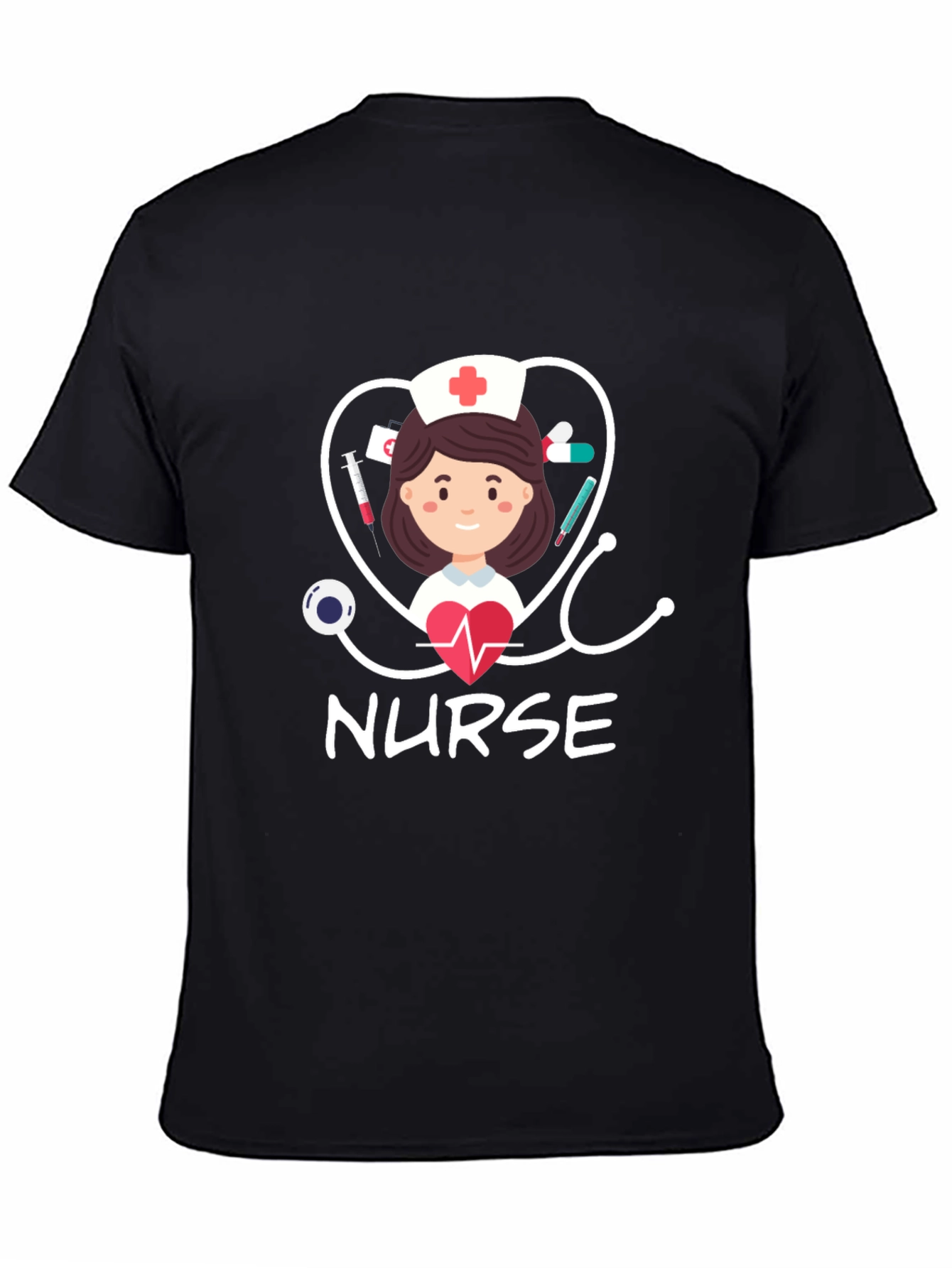 Nurse Graphic T-Shirt - Black Cotton Blend