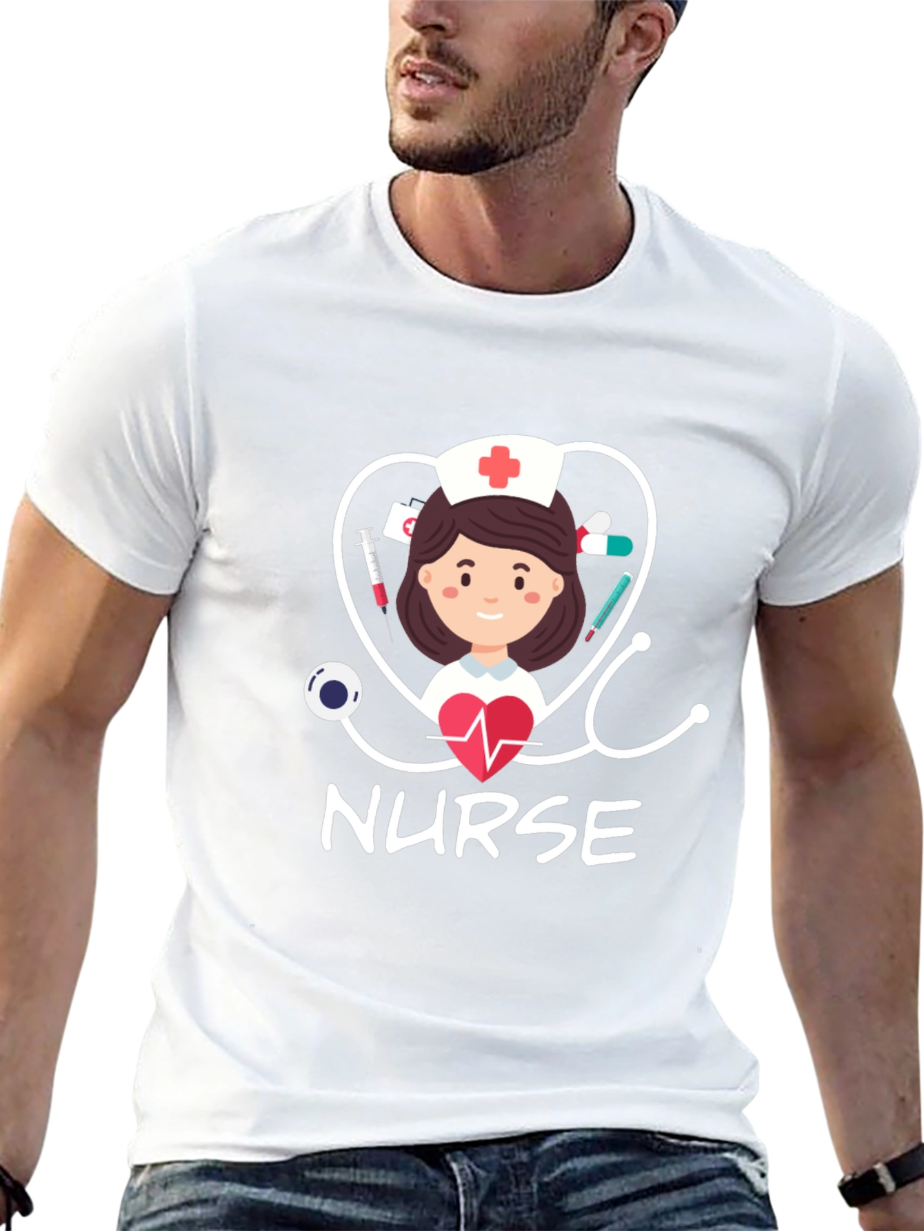 Nurse Graphic T-Shirt - Black Cotton Blend