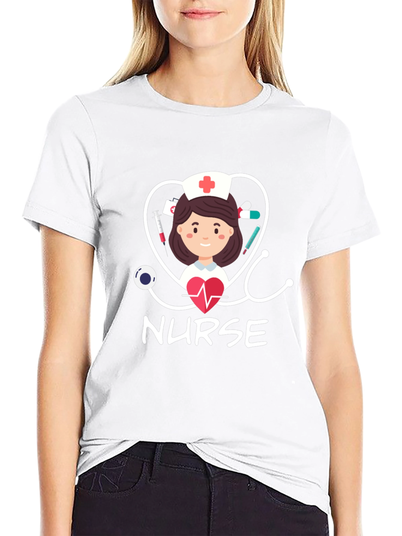 Nurse Graphic T-Shirt - Black Cotton Blend