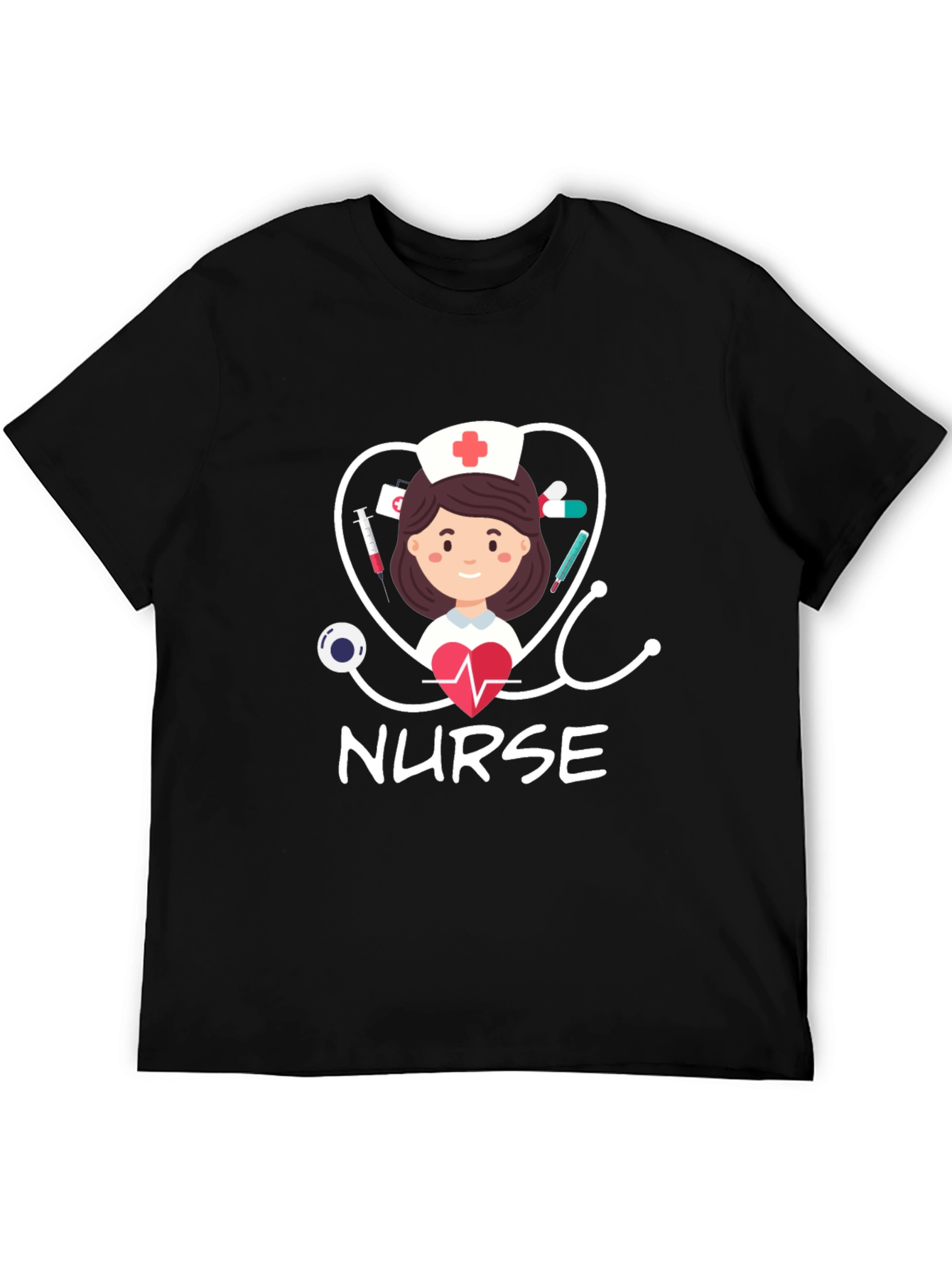 Nurse Graphic T-Shirt - Black Cotton Blend