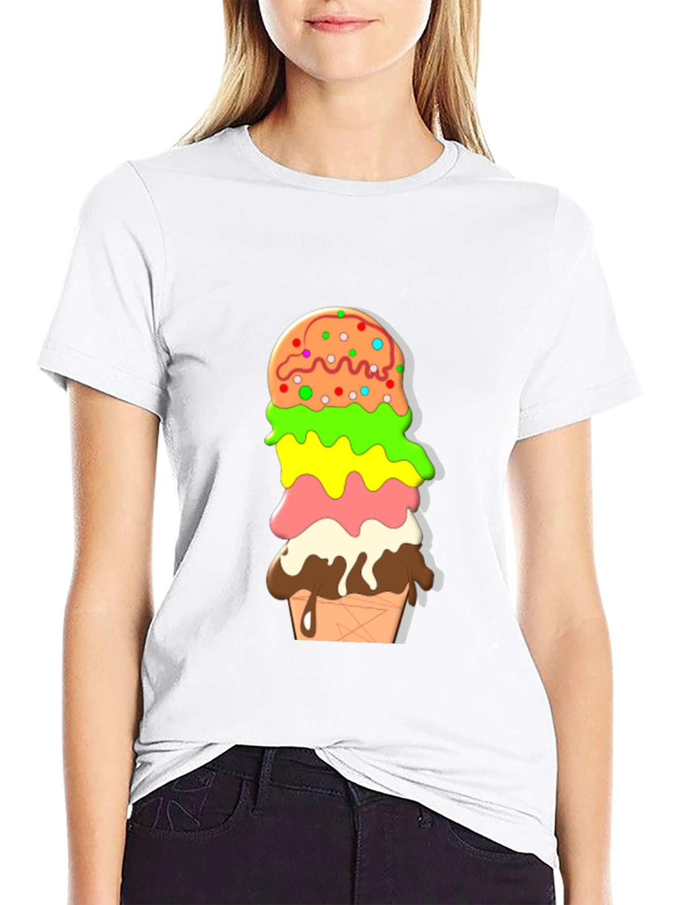 Ice Cream Stack Graphic Tee - Fun Summer Style