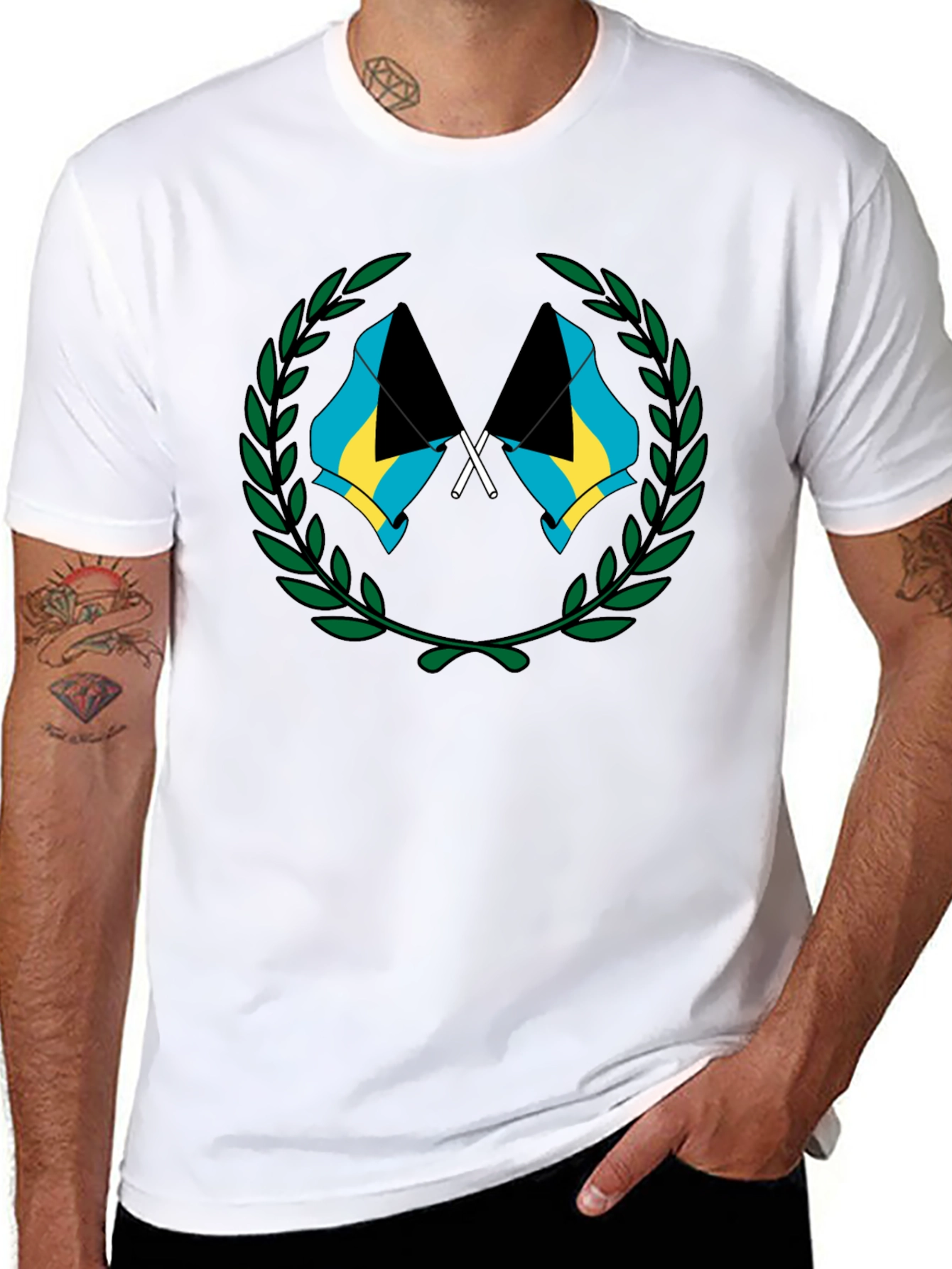 Bahamas Flag Graphic T-Shirt - Black