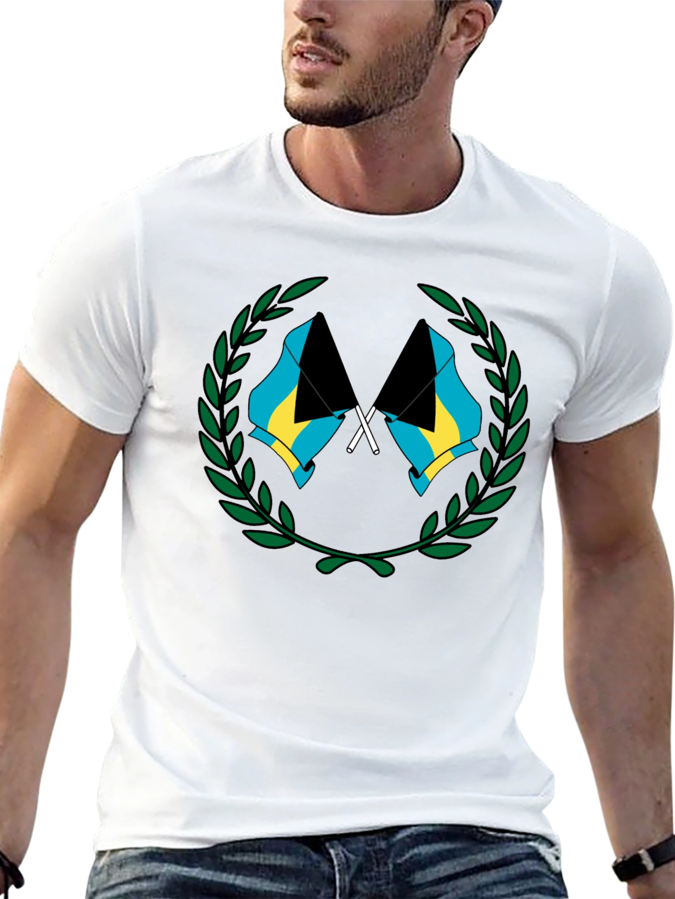 Bahamas Flag Graphic T-Shirt - Black