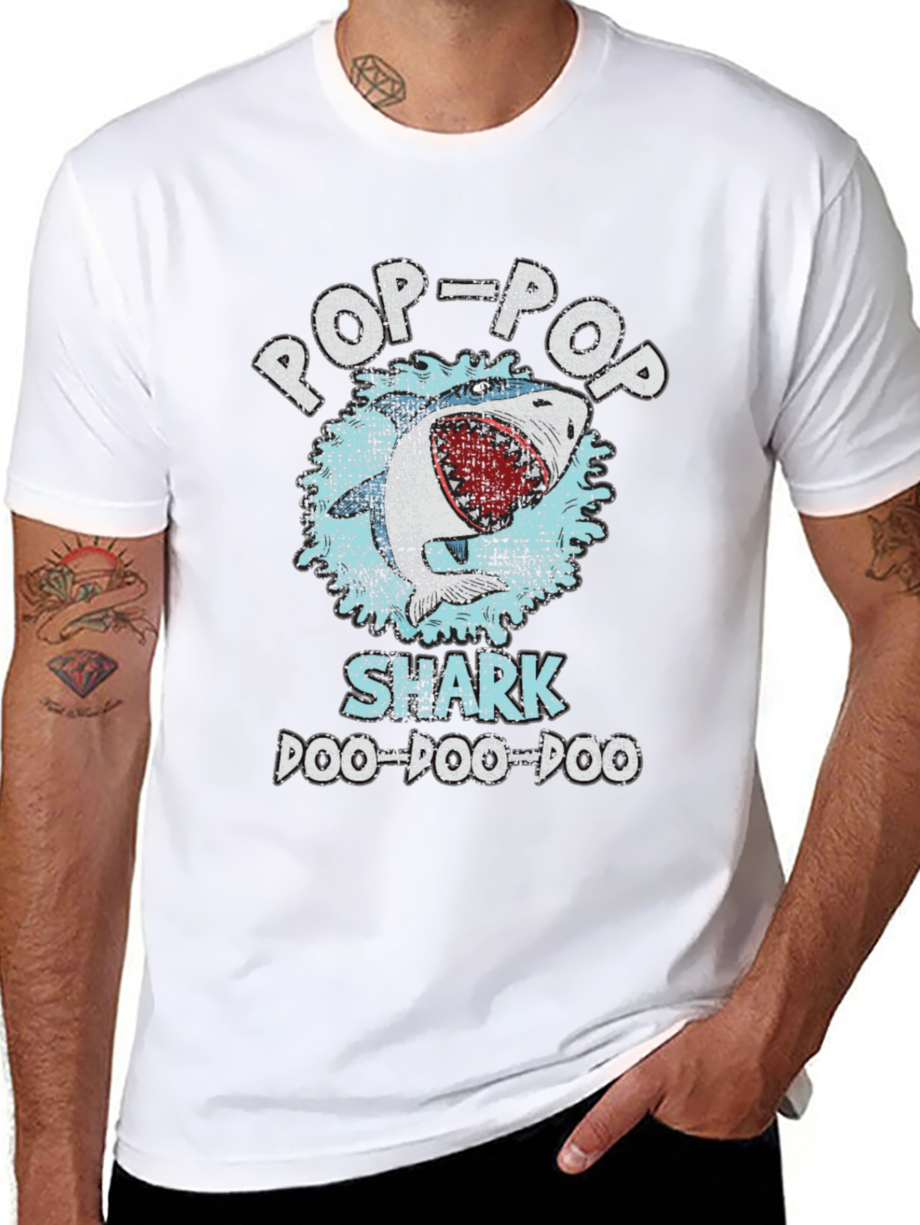 Pop-Pop Shark Doo-Doo-Doo Graphic T-Shirt