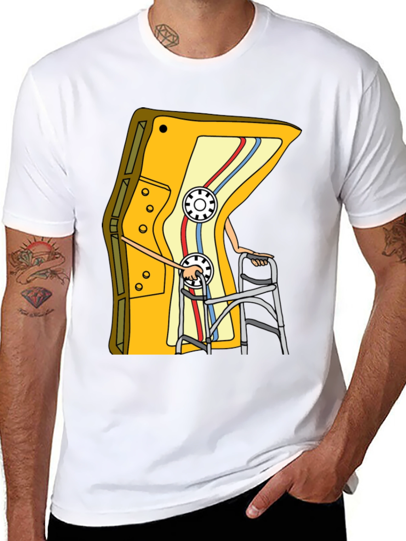 Cassette Tape Walker Graphic Tee - Retro Style Shirt