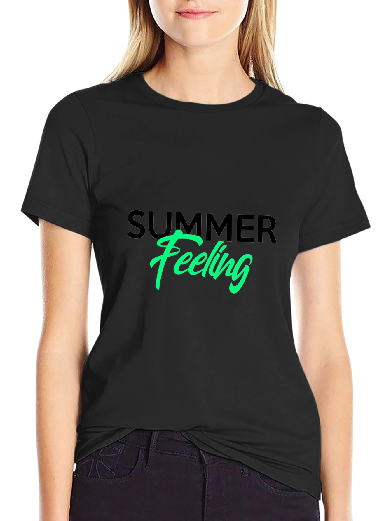 Summer Feeling Graphic Tee - Black