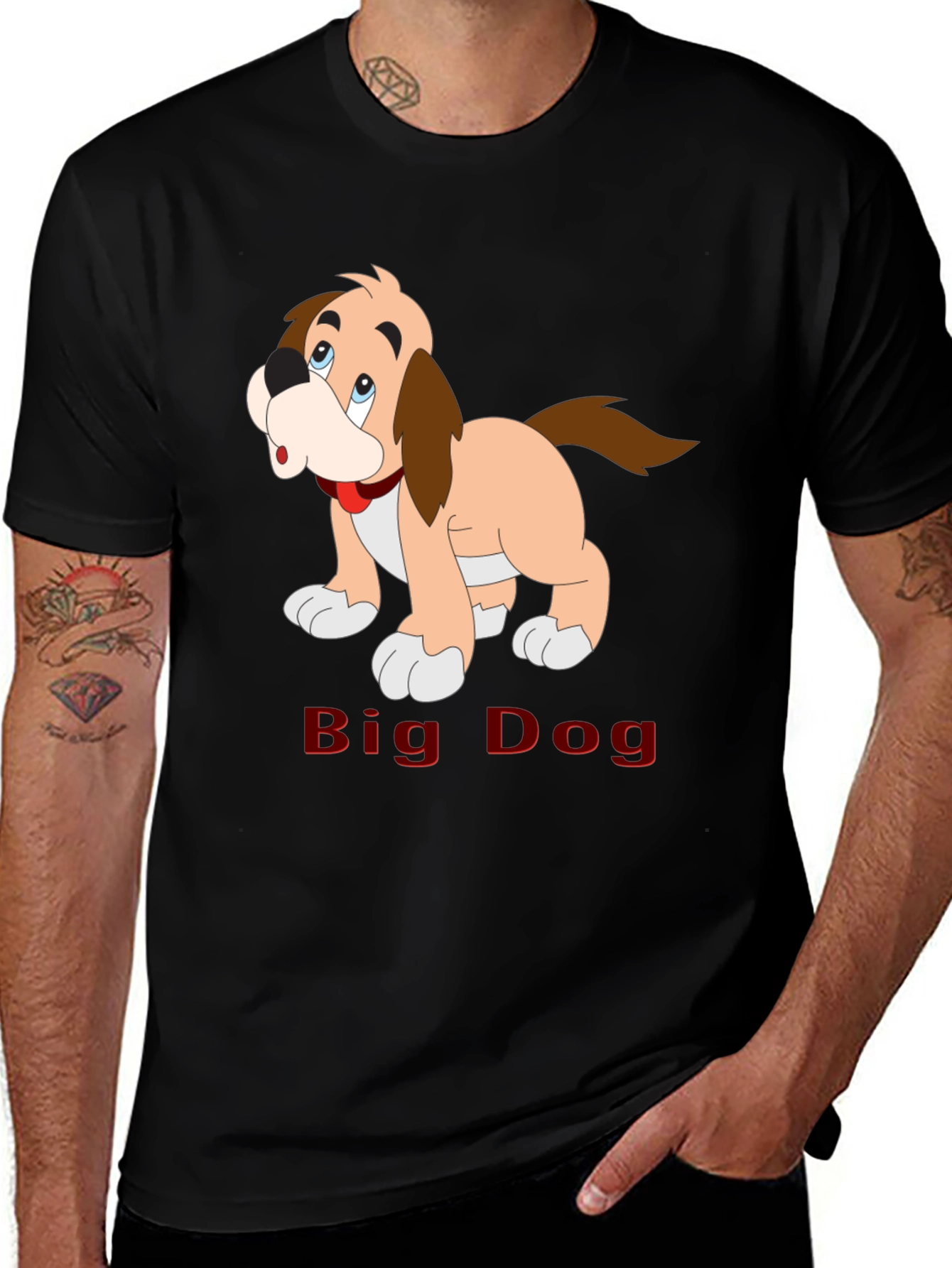 Big Dog Cartoon T-Shirt - Black