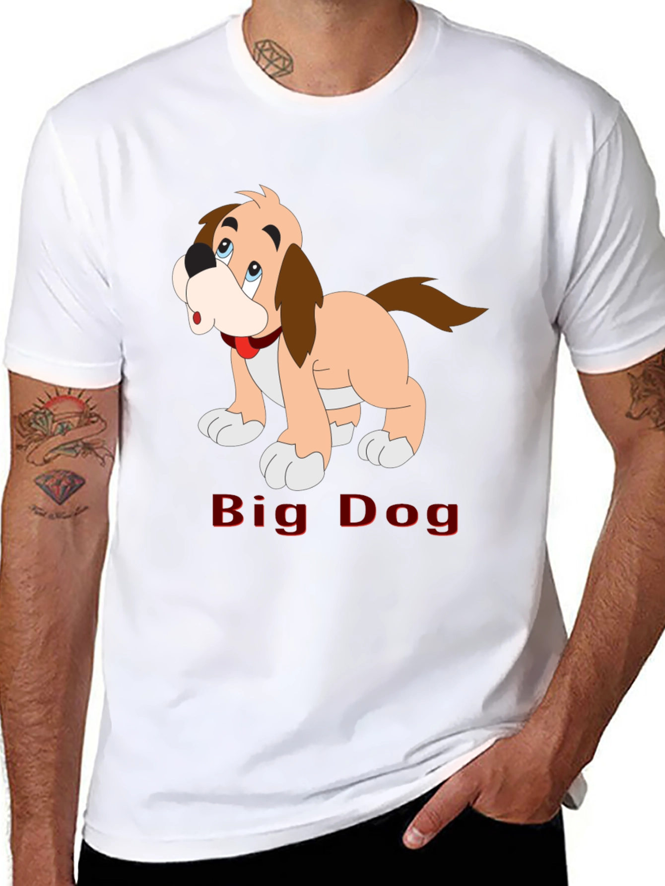 Big Dog Cartoon T-Shirt - Black