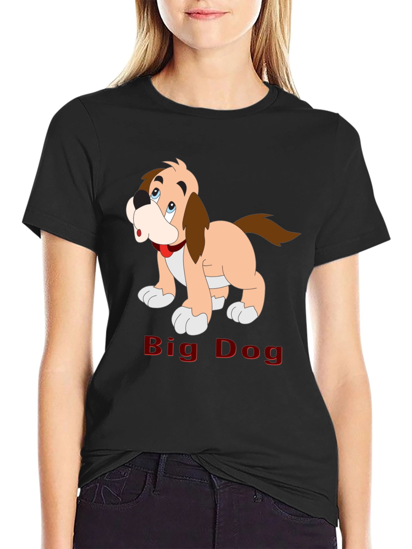 Big Dog Cartoon T-Shirt - Black