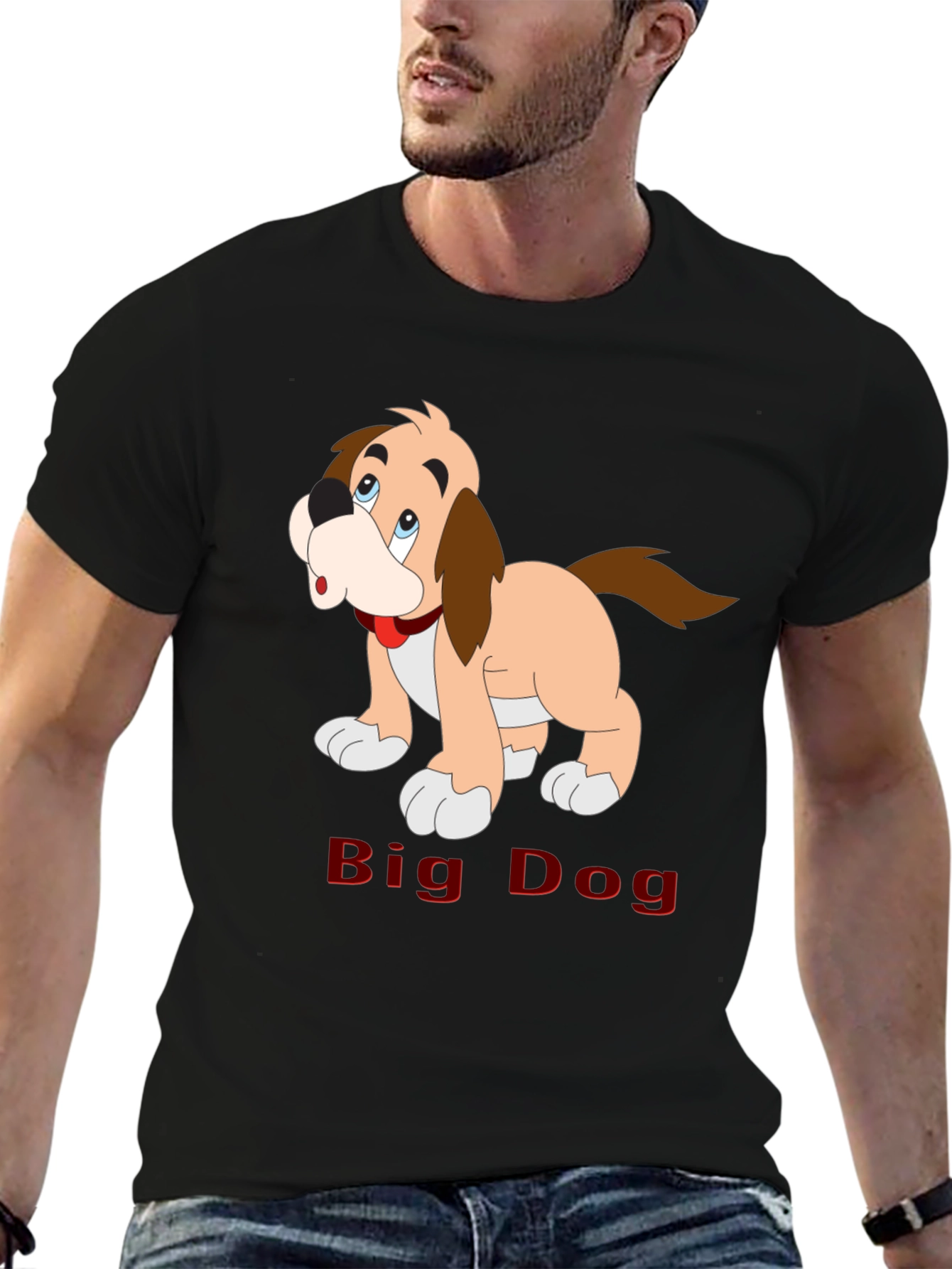 Big Dog Cartoon T-Shirt - Black