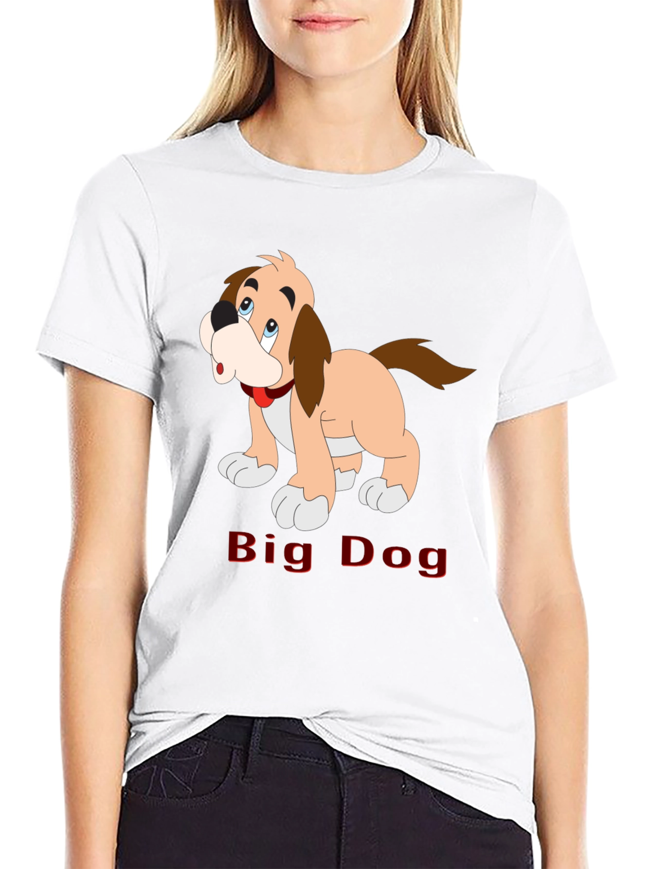 Big Dog Cartoon T-Shirt - Black