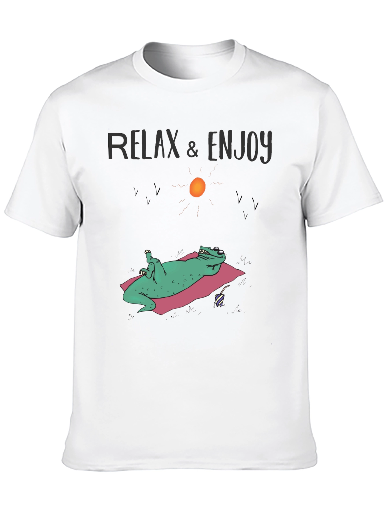 Relax & Enjoy T-Shirt - Funny Lizard Sunbathing Design