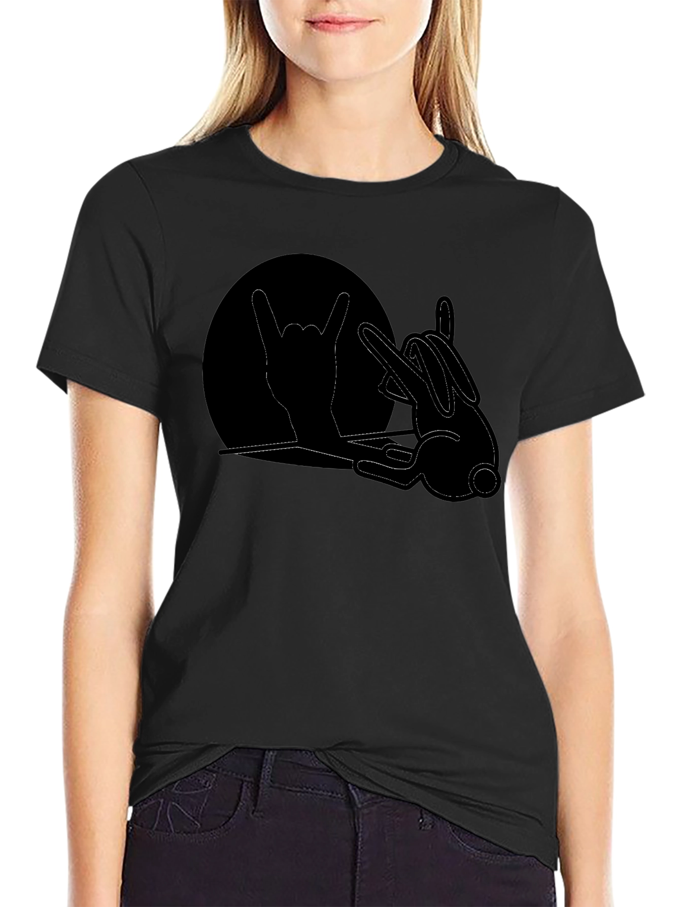 Rock On Bunny T-Shirt - Black