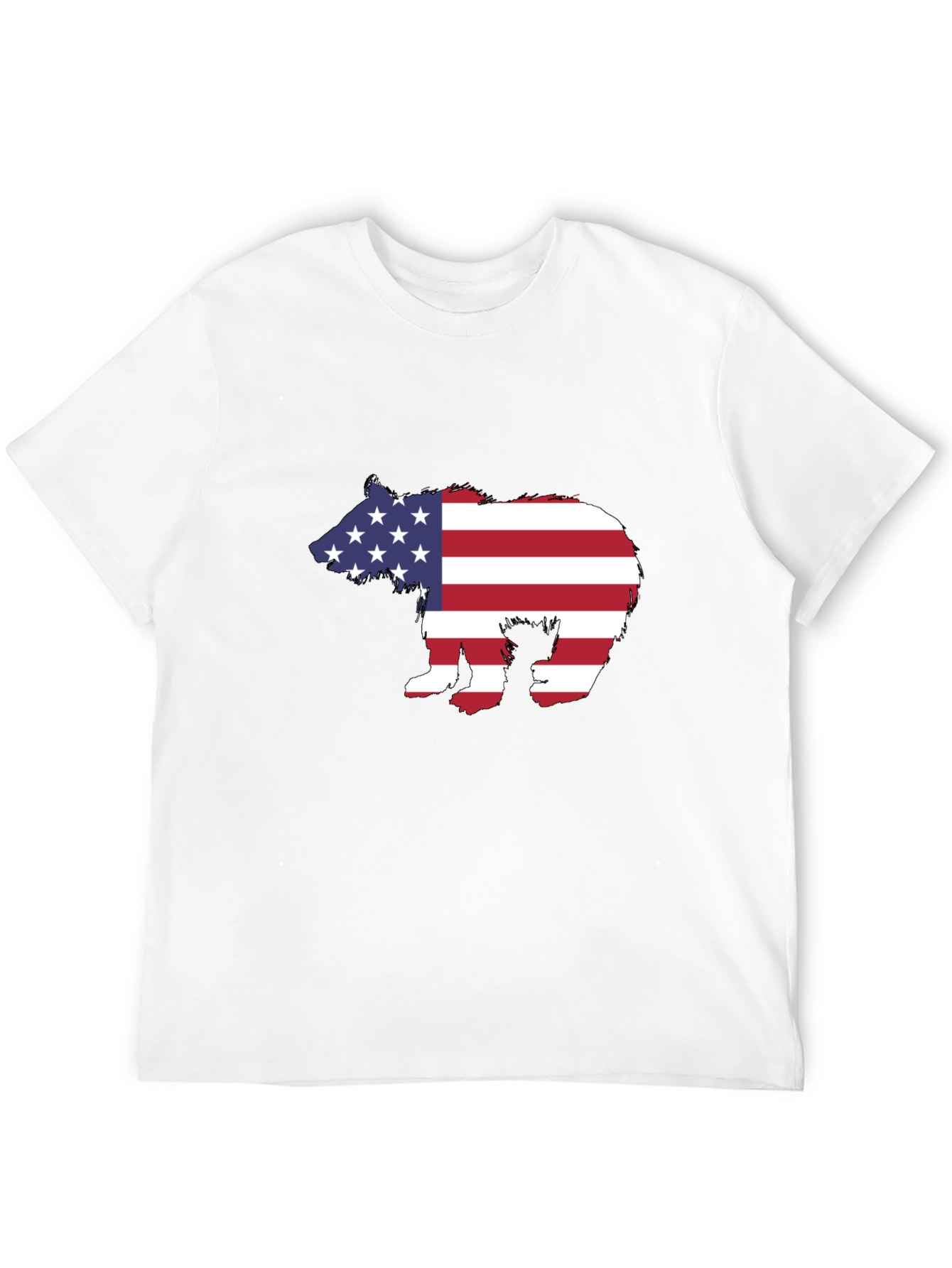 American Flag Bear Graphic Tee - Patriotic T-Shirt