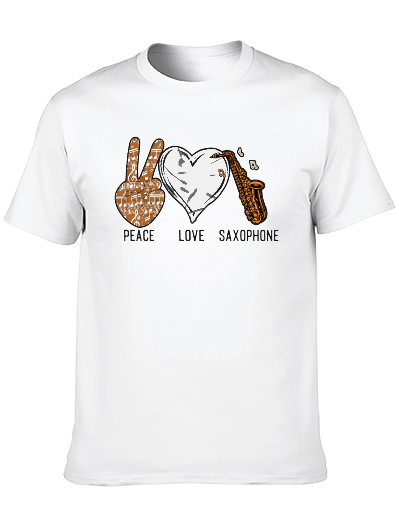 Peace Love Saxophone Graphic T-Shirt