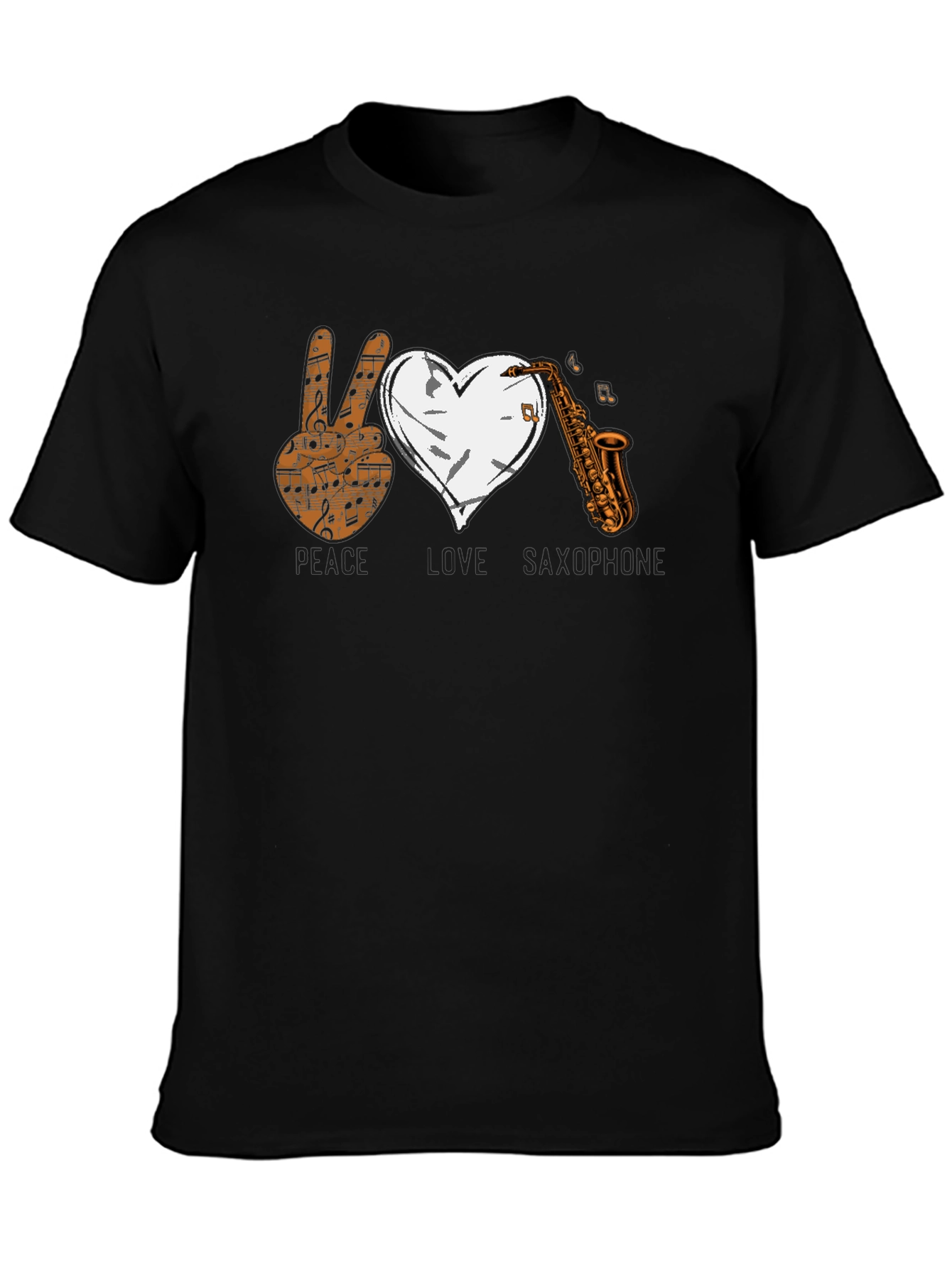 Peace Love Saxophone Graphic T-Shirt