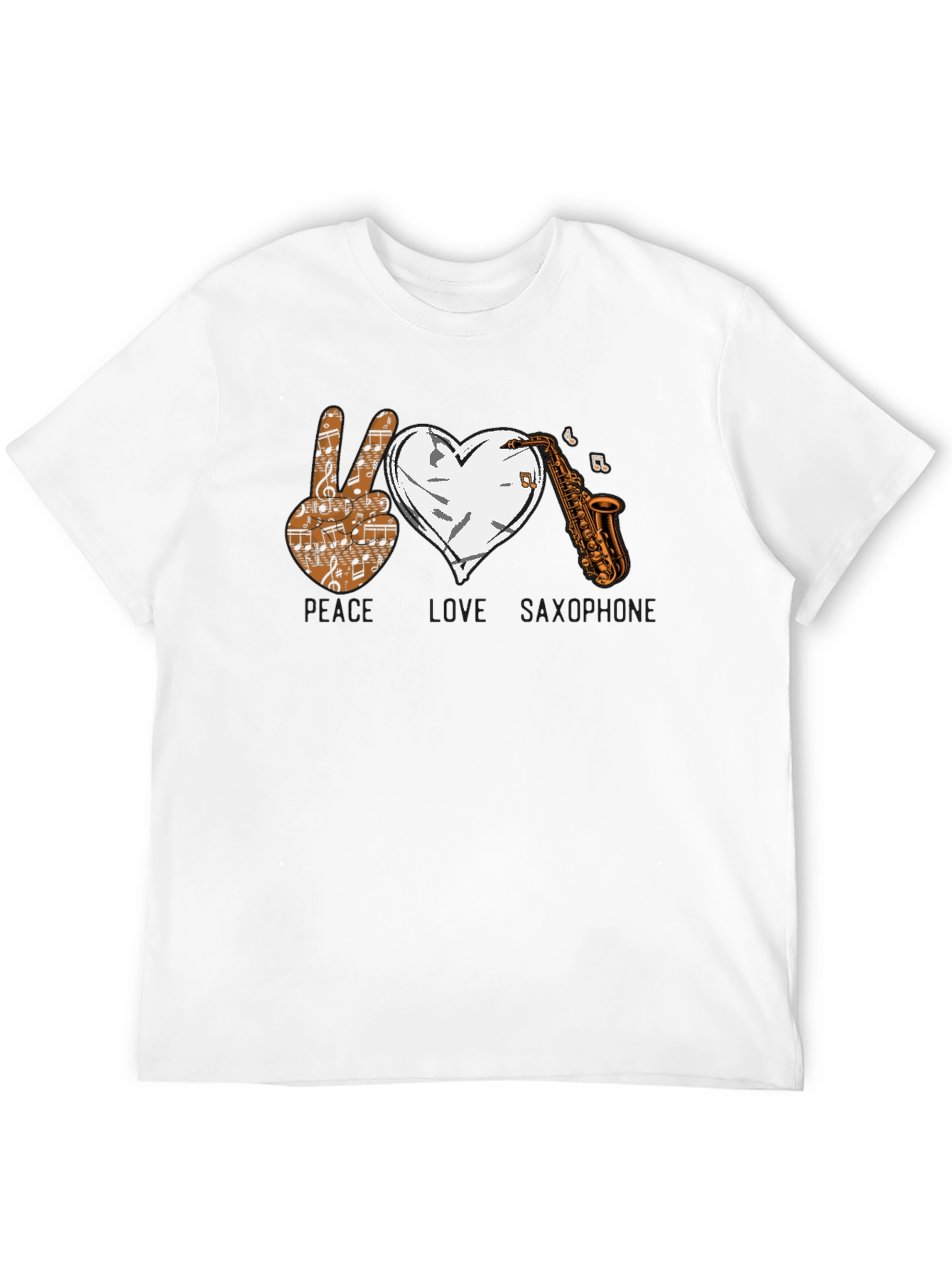 Peace Love Saxophone Graphic T-Shirt